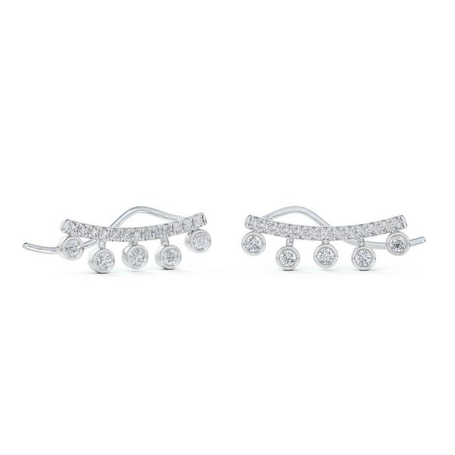 Dewdrop Climber Earrings in White Gold