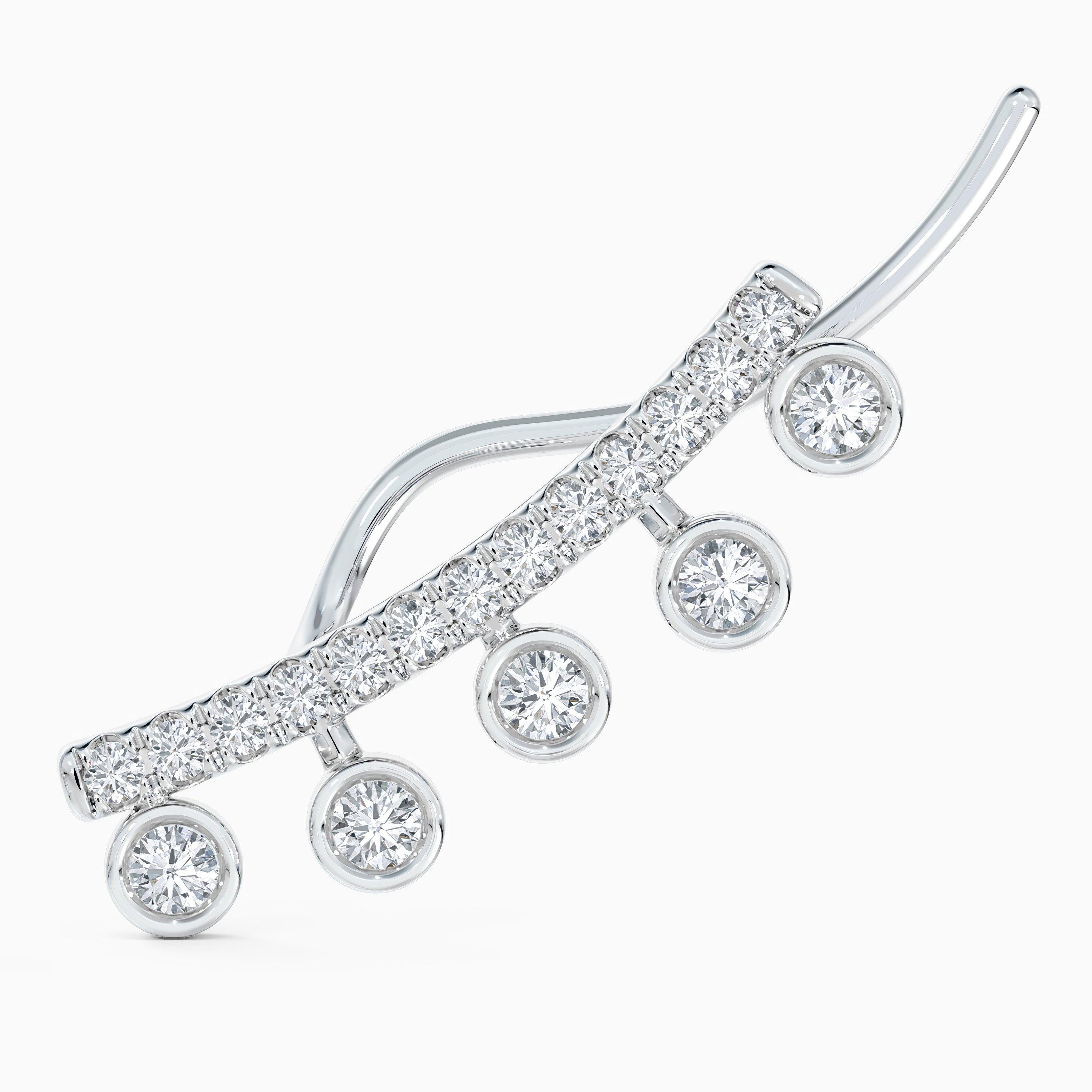 Dewdrop Climber Earrings in White Gold, image 2