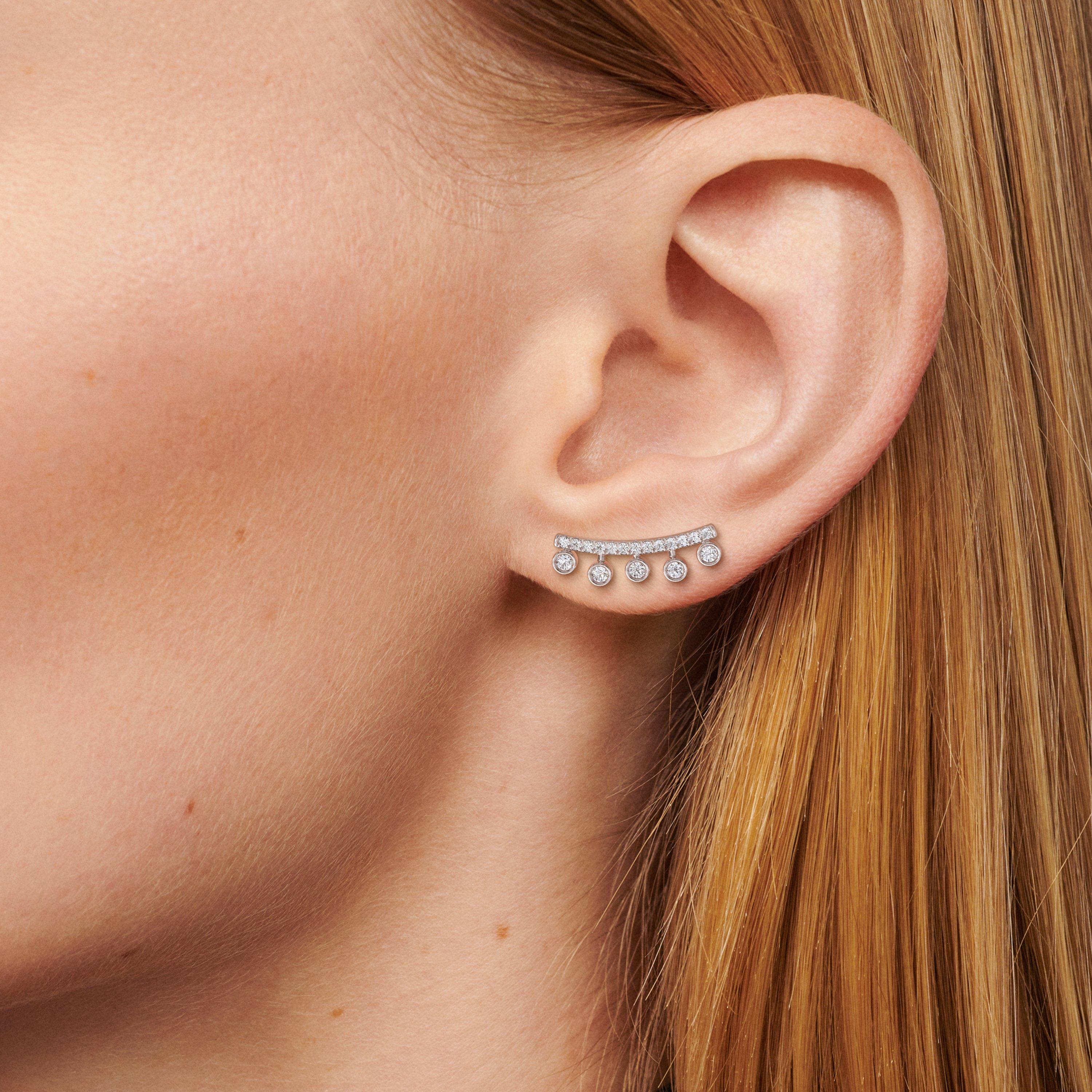 Dewdrop Climber Earrings in White Gold, image 3