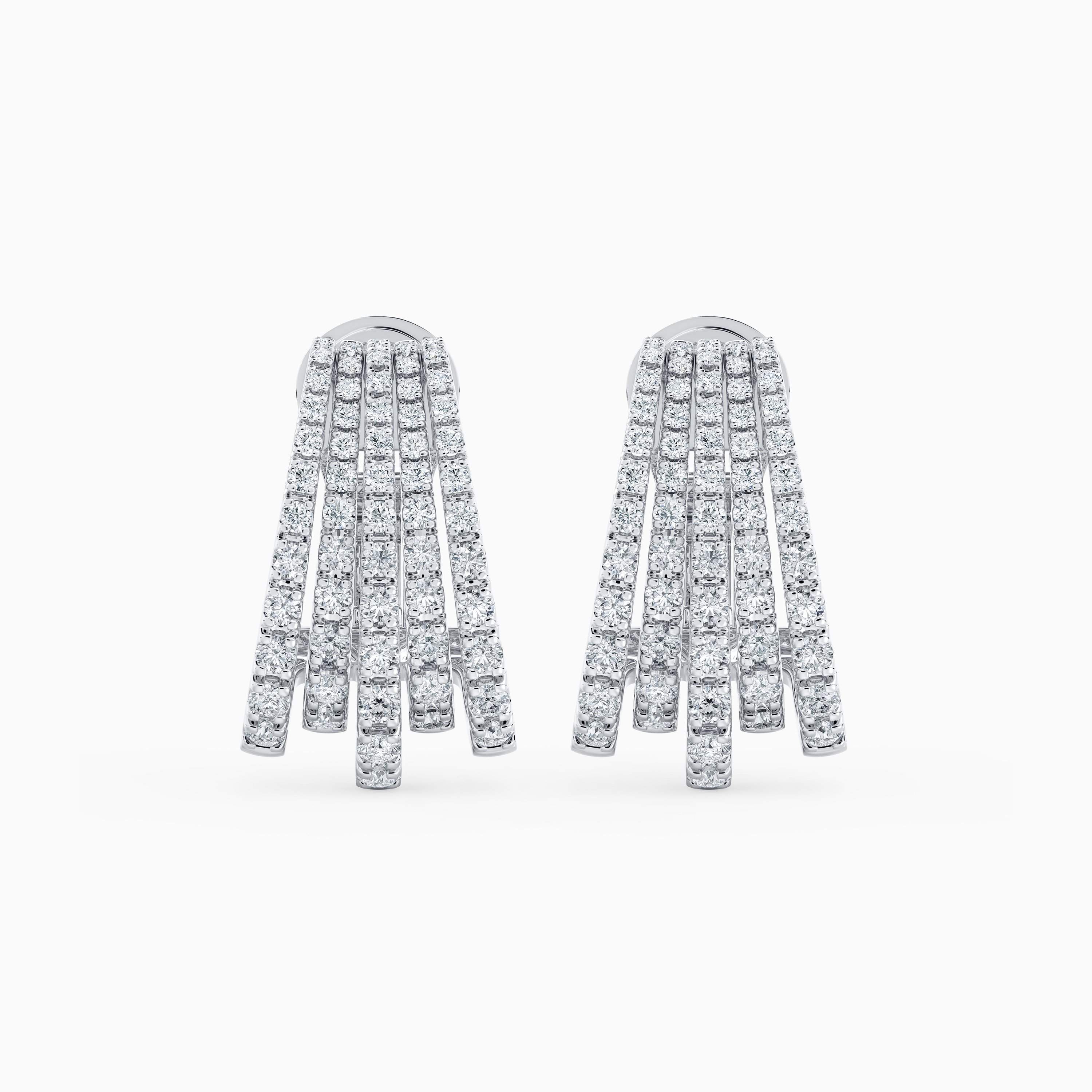 Boucles D'Oreilles Cinq Rangs en Or Blanc et Diamants Boucles D'Oreilles Cinq Rangs en Or Blanc et Diamants, image 1