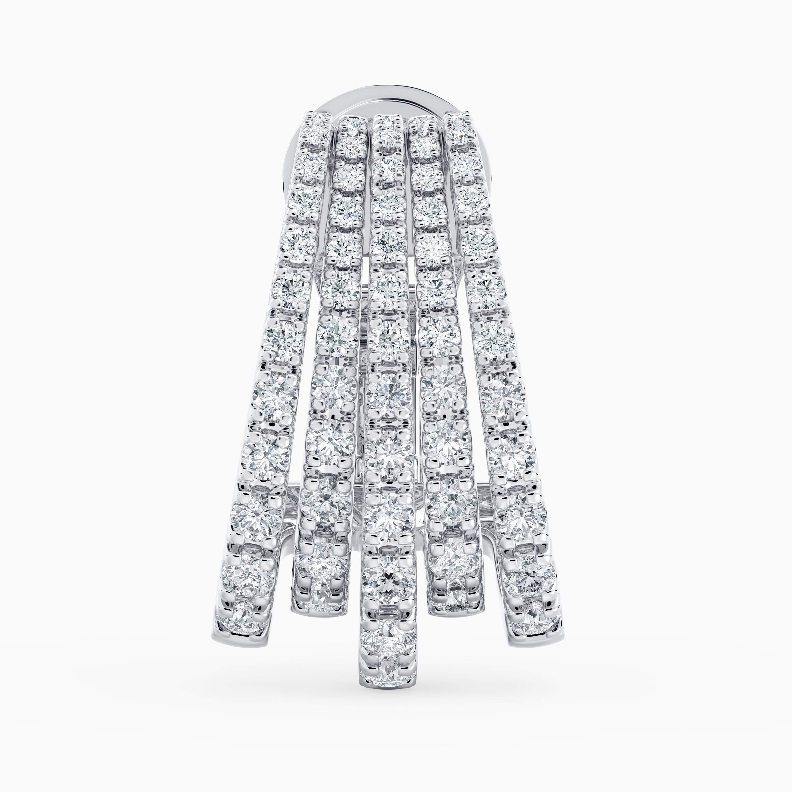 Boucles D'Oreilles Cinq Rangs en Or Blanc et Diamants Boucles D'Oreilles Cinq Rangs en Or Blanc et Diamants, image 2