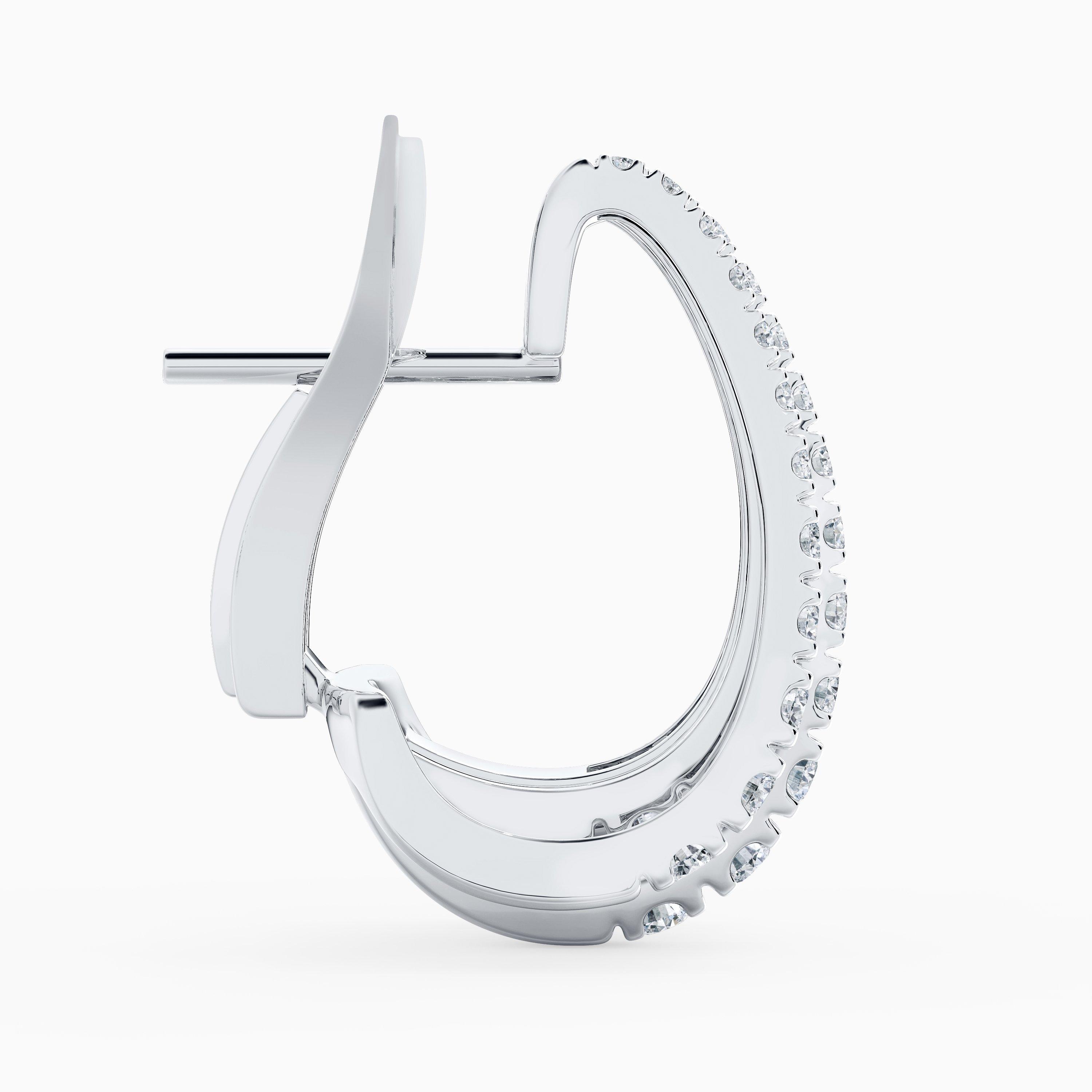 Boucles D'Oreilles Cinq Rangs en Or Blanc et Diamants, image 3