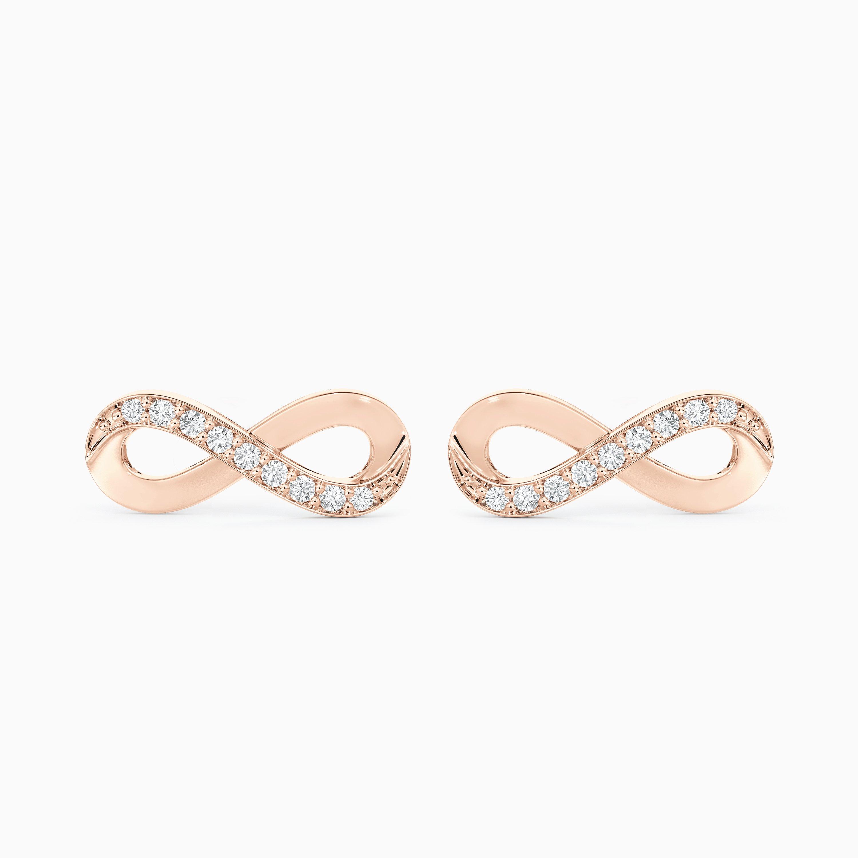 Infinity Stud Earrings in Rose Gold, image 1