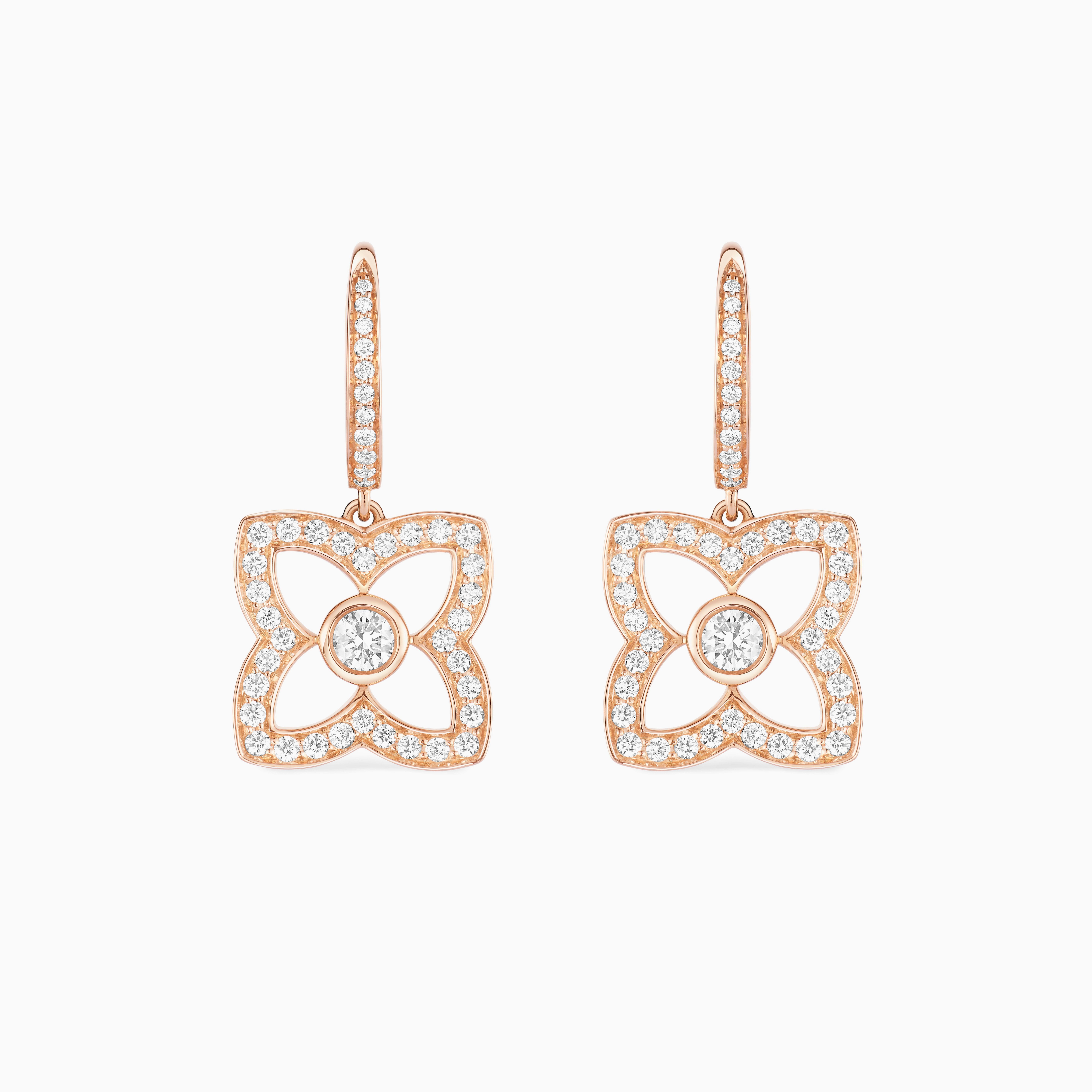 Lotus by DE BEERS rose gold diamond sleeper earrings, image 1