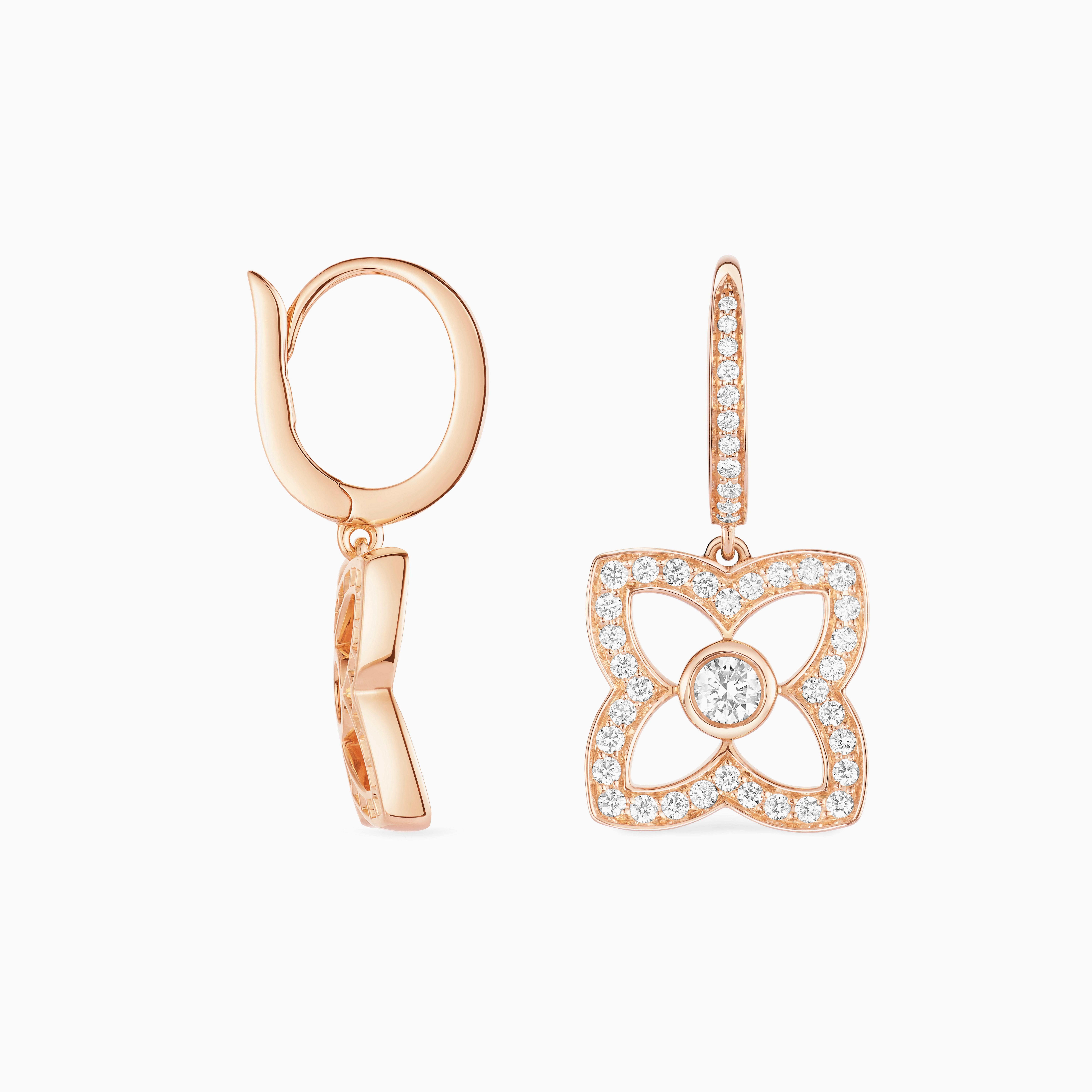Lotus by DE BEERS rose gold diamond sleeper earrings, image 2