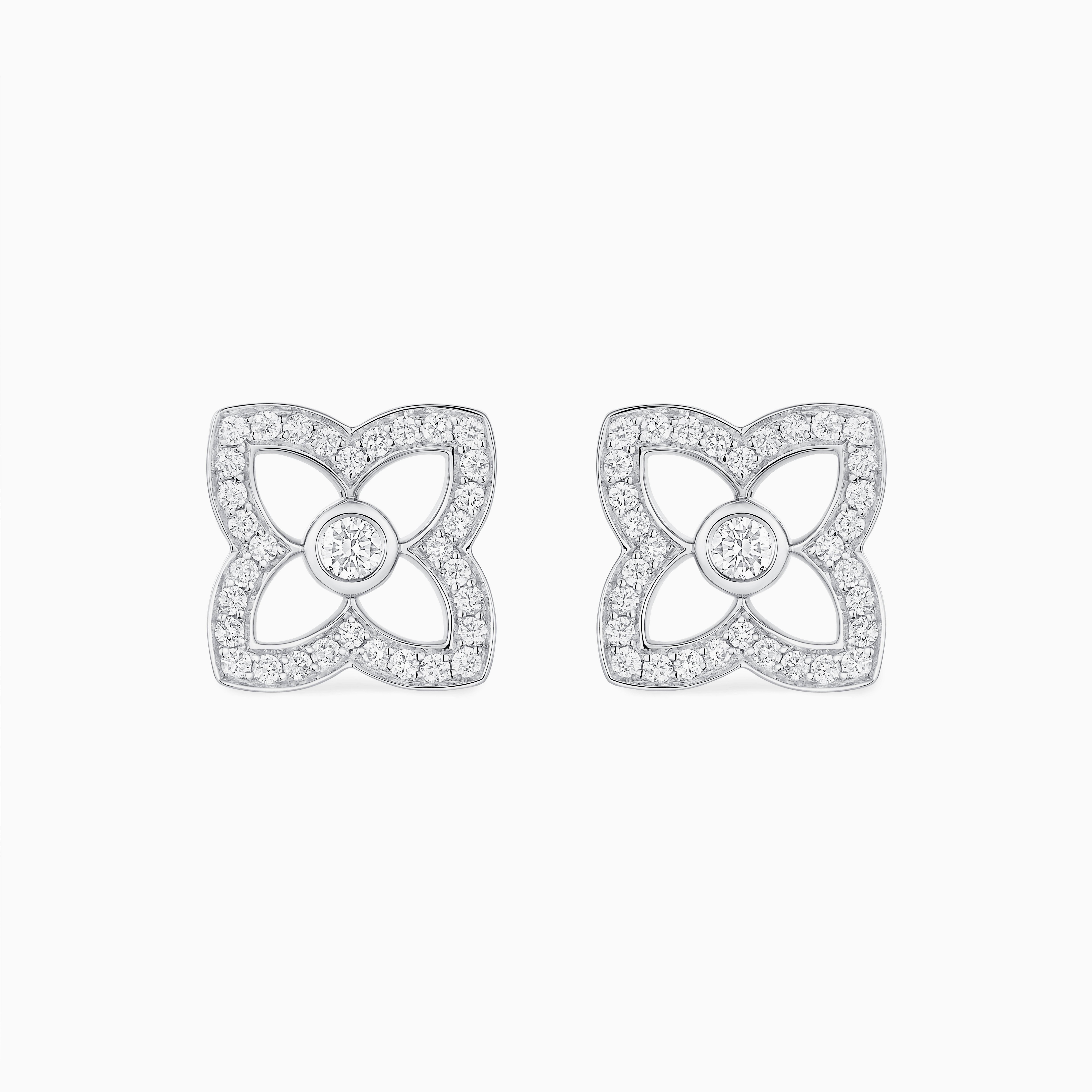 Lotus by DE BEERS white gold diamond stud earrings, image 1