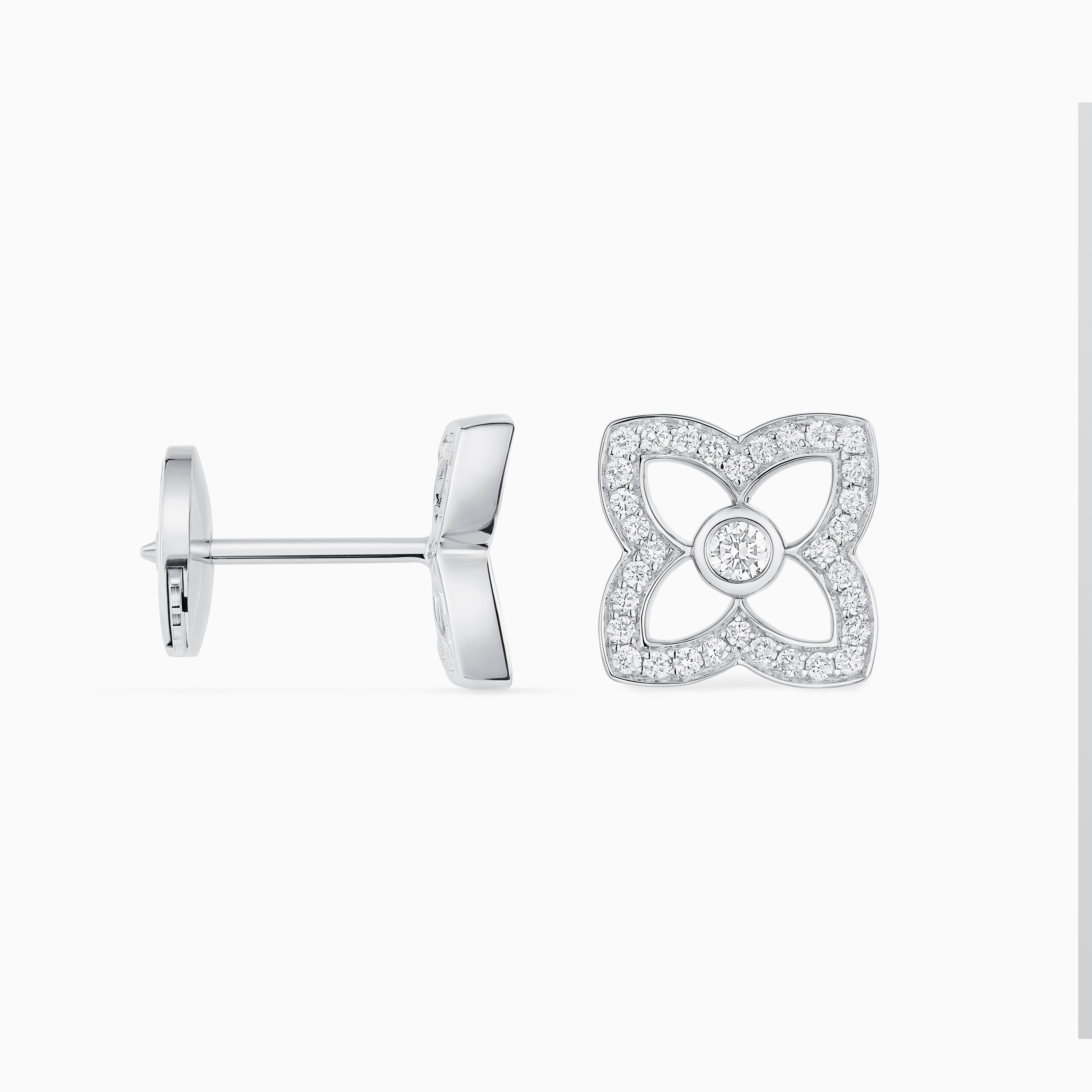 Lotus by DE BEERS white gold diamond stud earrings, image 2