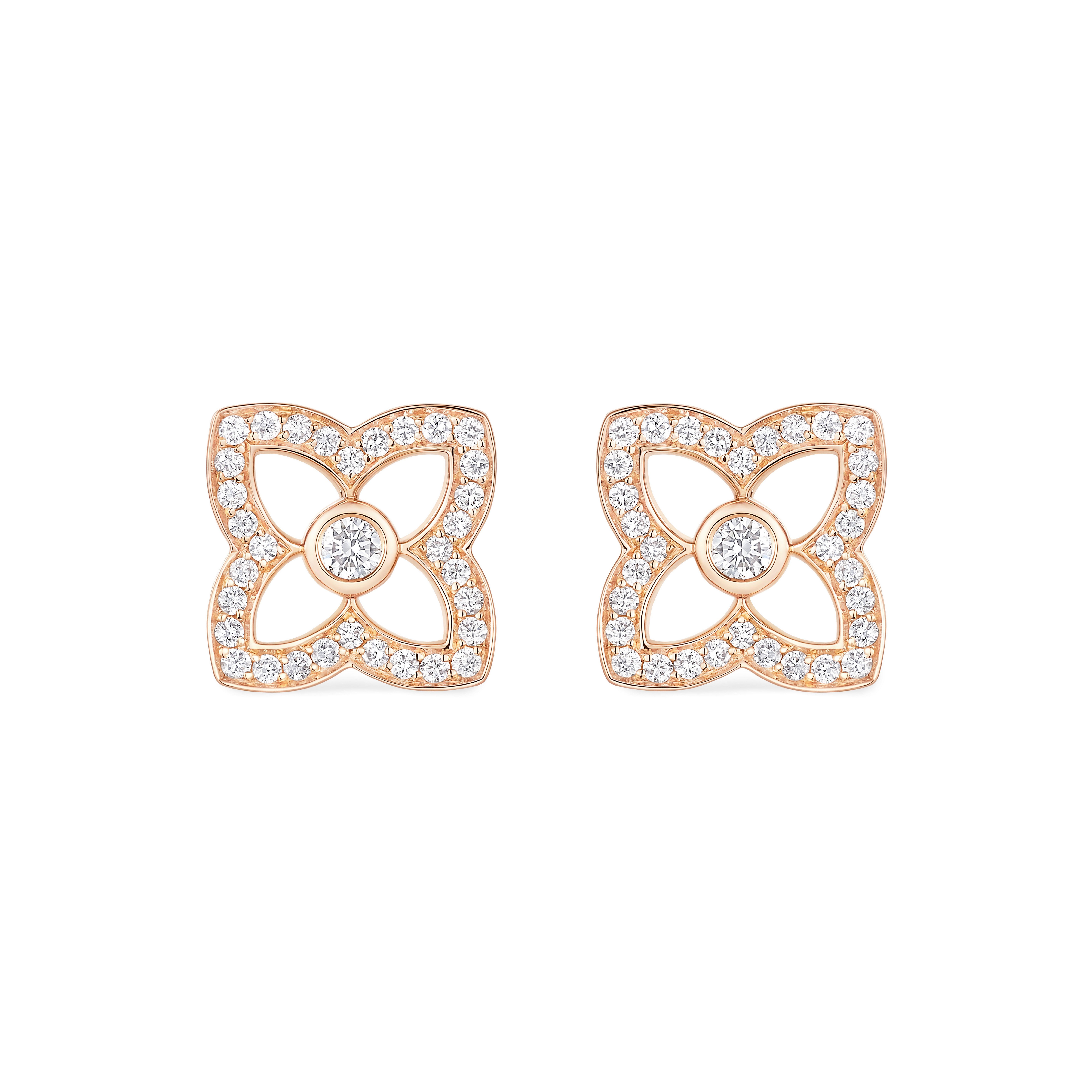Lotus by DE BEERS rose gold diamond stud earrings, image 1
