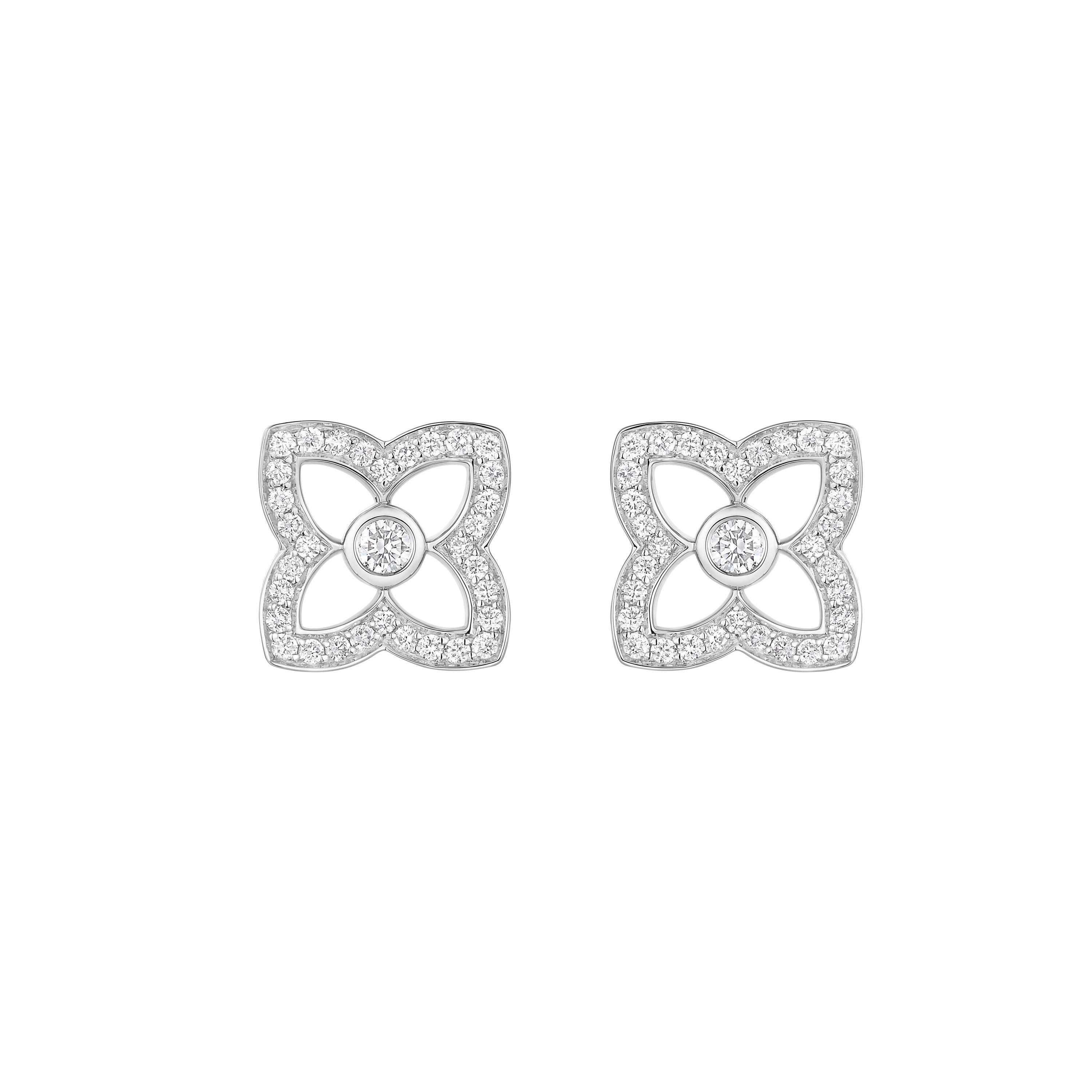 Lotus by DE BEERS small white gold diamond stud earrings, image 1
