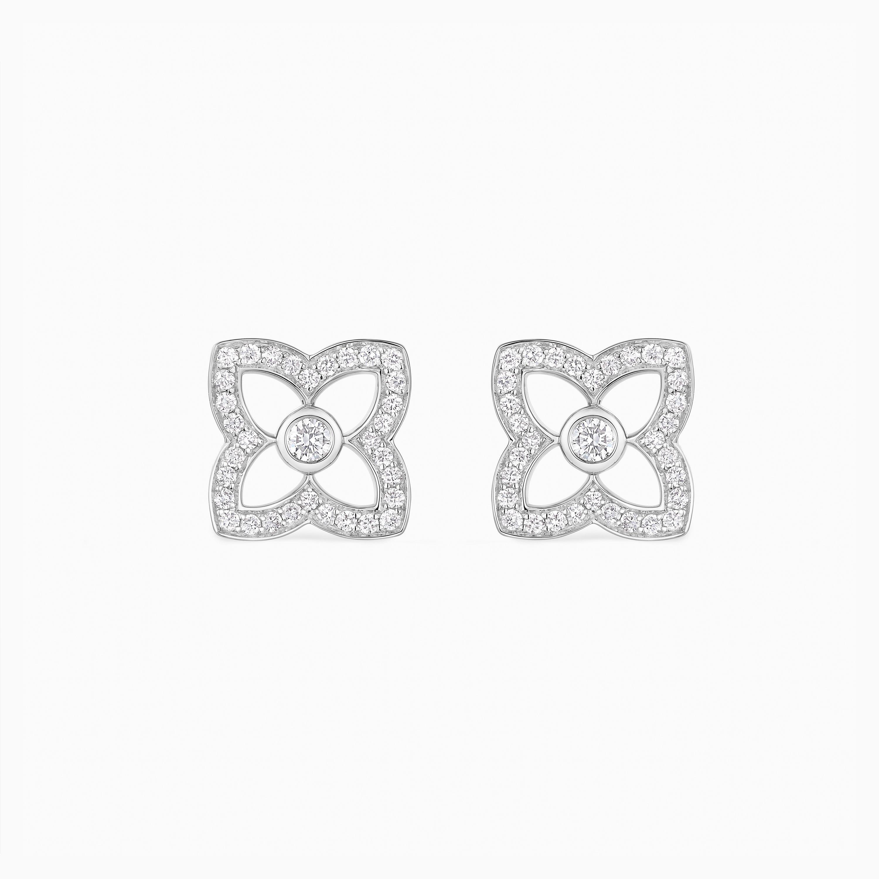 Lotus by DE BEERS small white gold diamond stud earrings, image 1