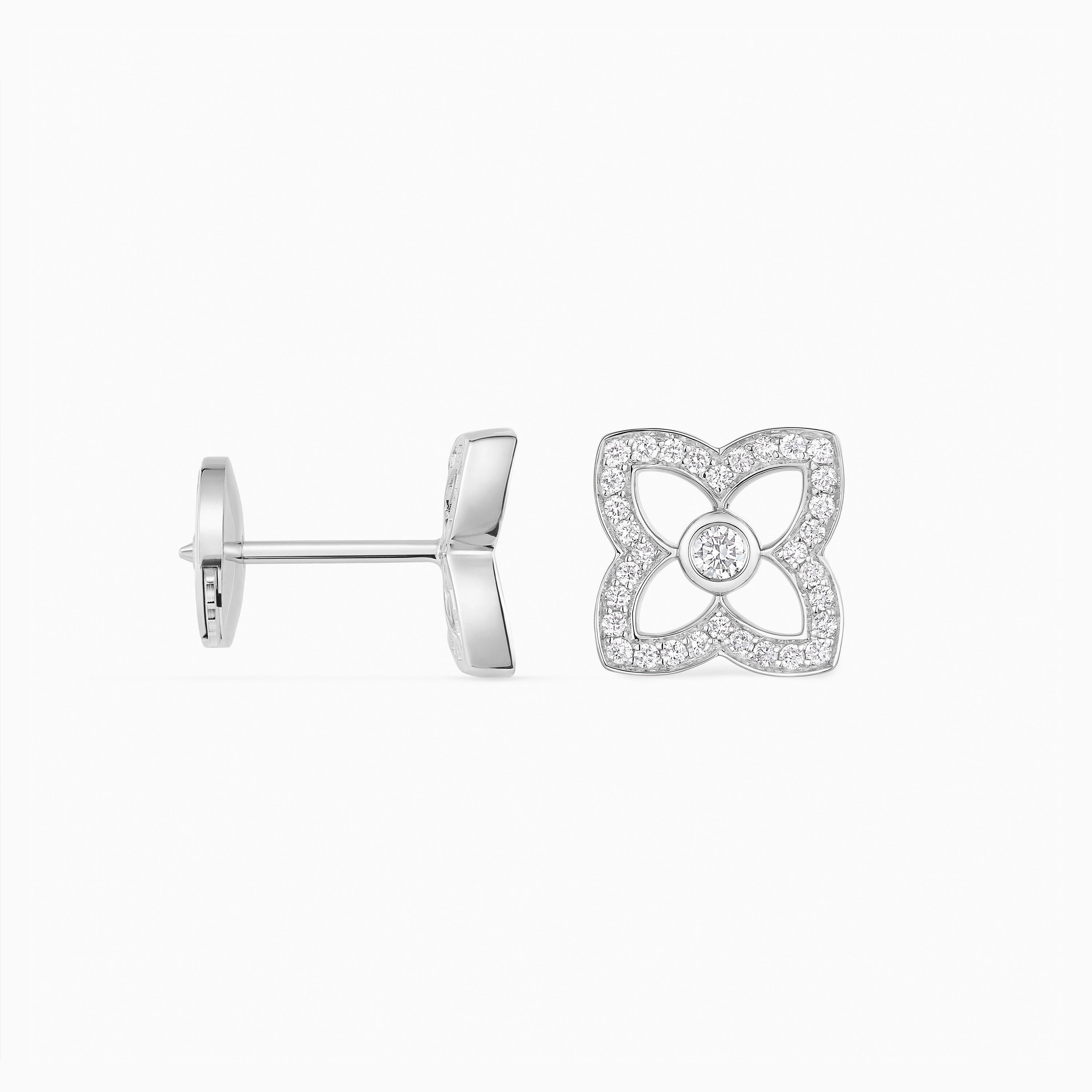 Lotus by DE BEERS small white gold diamond stud earrings, image 2