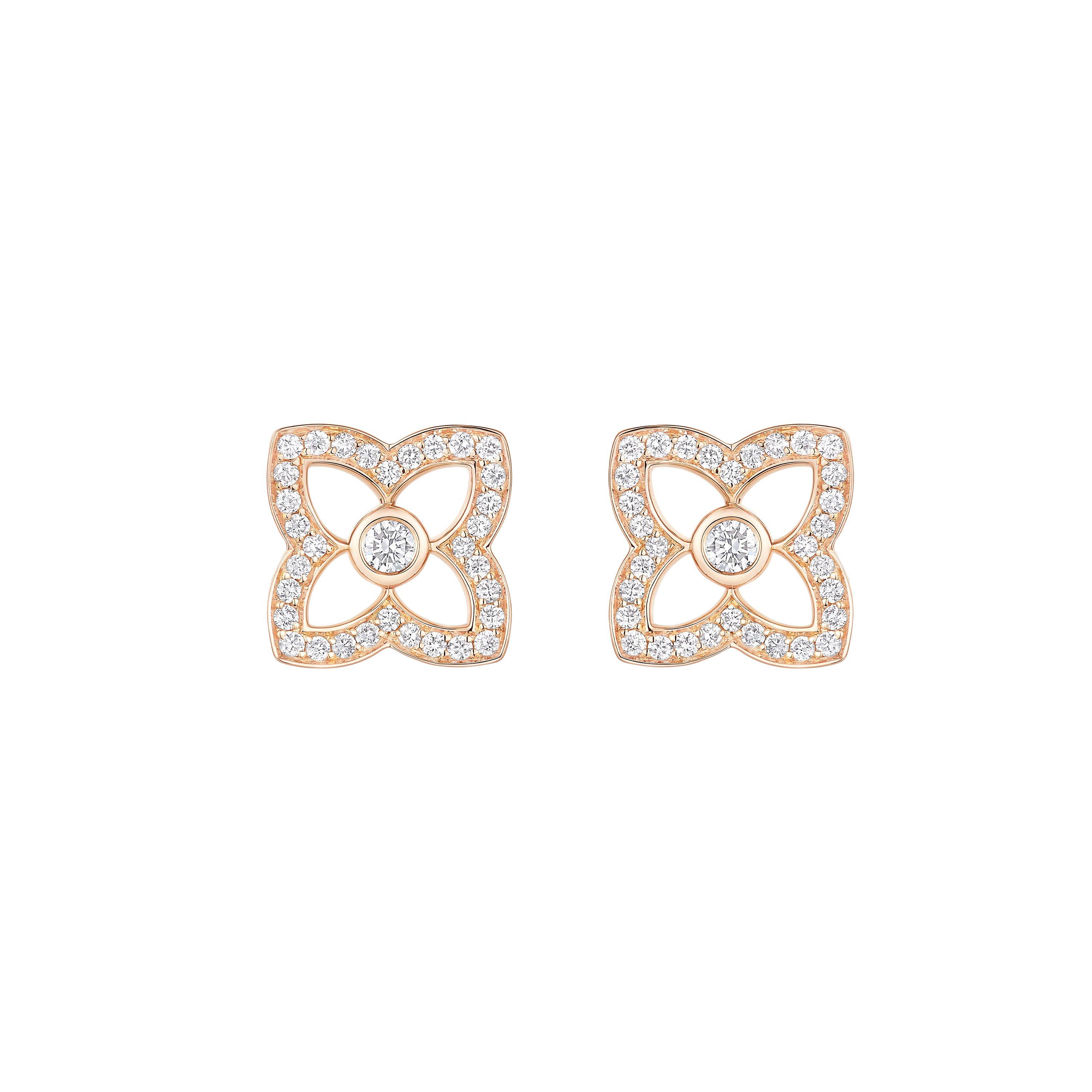 Lotus by DE BEERS small rose gold diamond stud earrings, image 1