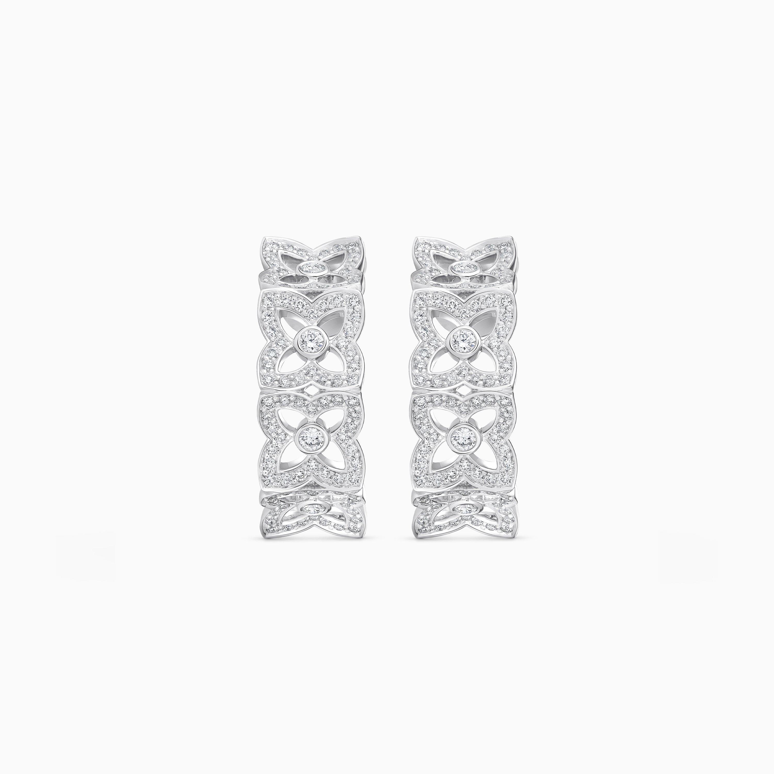Lotus by DE BEERS white gold diamond hoop earrings, image 1