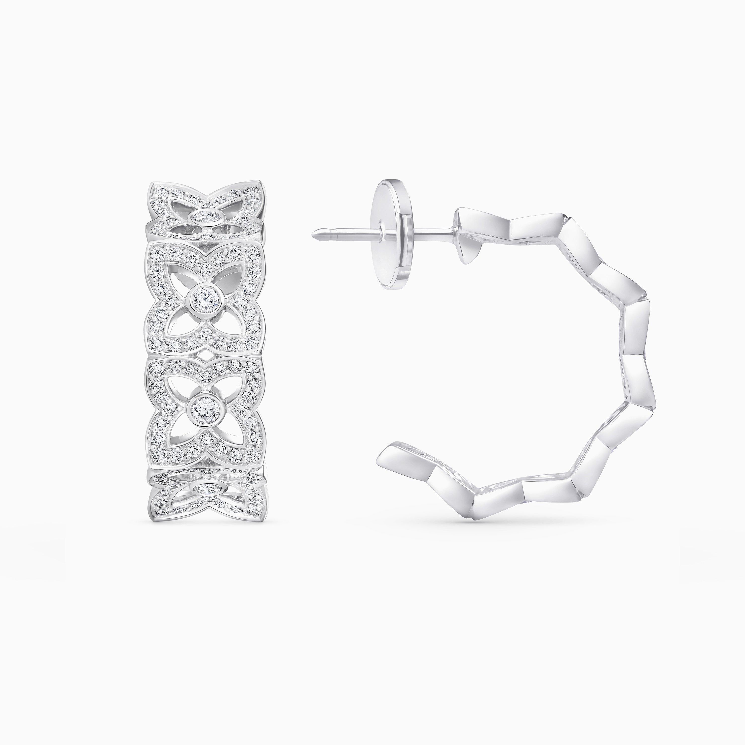 Lotus by DE BEERS white gold diamond hoop earrings, image 2