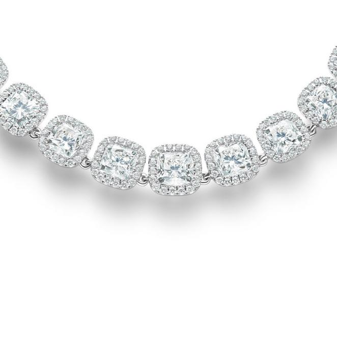 Aura cushion-cut diamond necklace