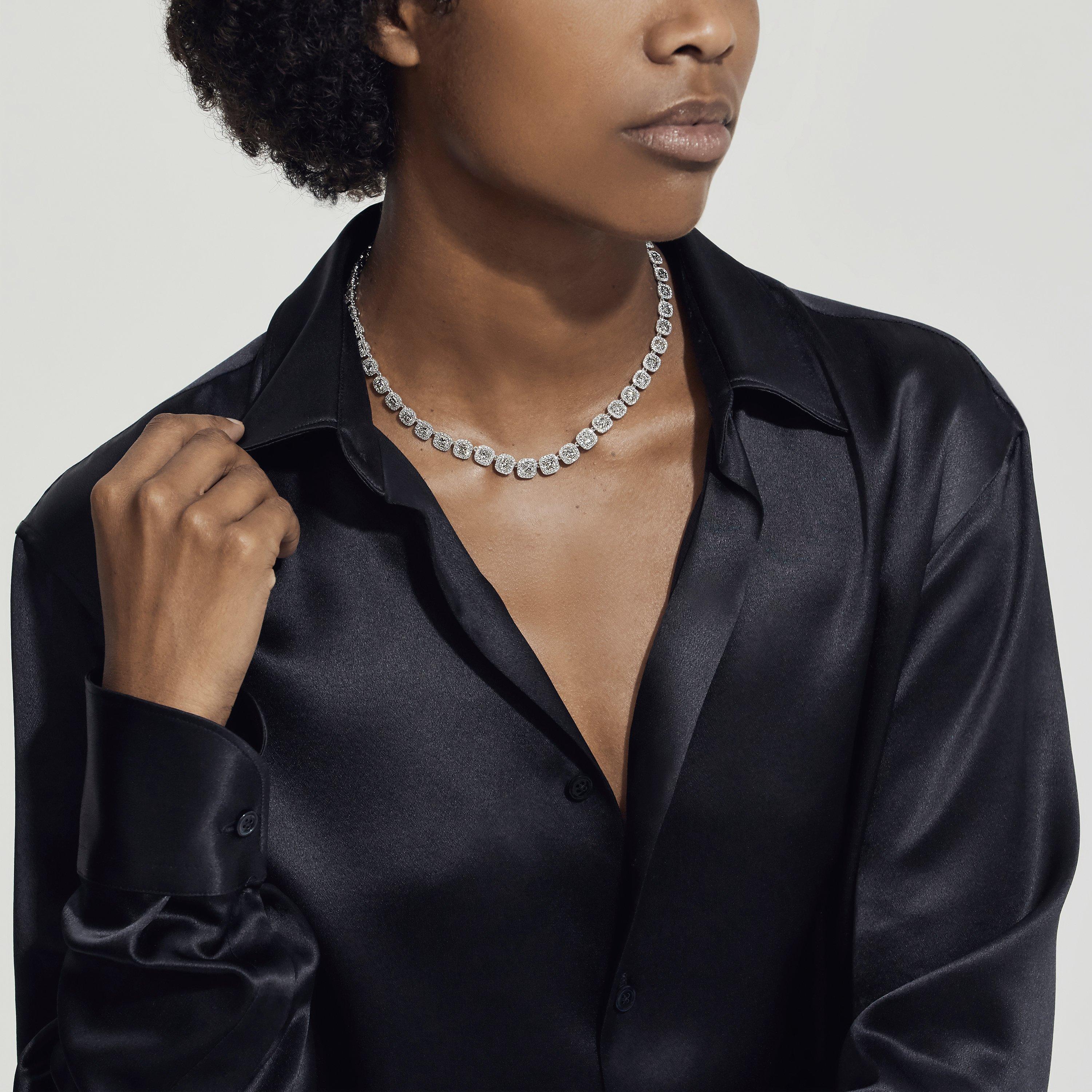 AURA 白金漸變枕形切割鉆石項鏈, image 2