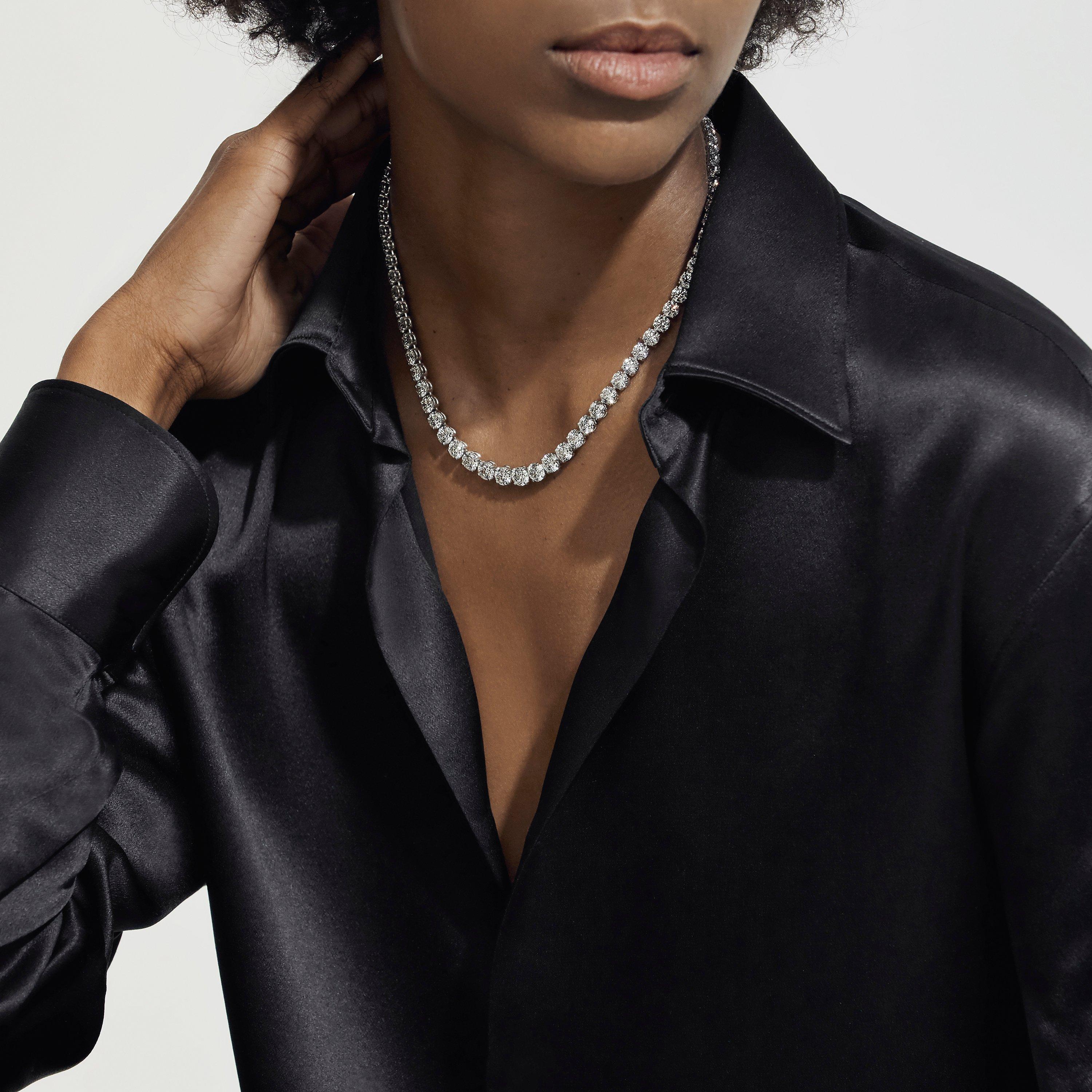 DB CLASSIC ETERNITY LINE 鉑金漸變圓形明亮式切割鉆石項鏈, image 2