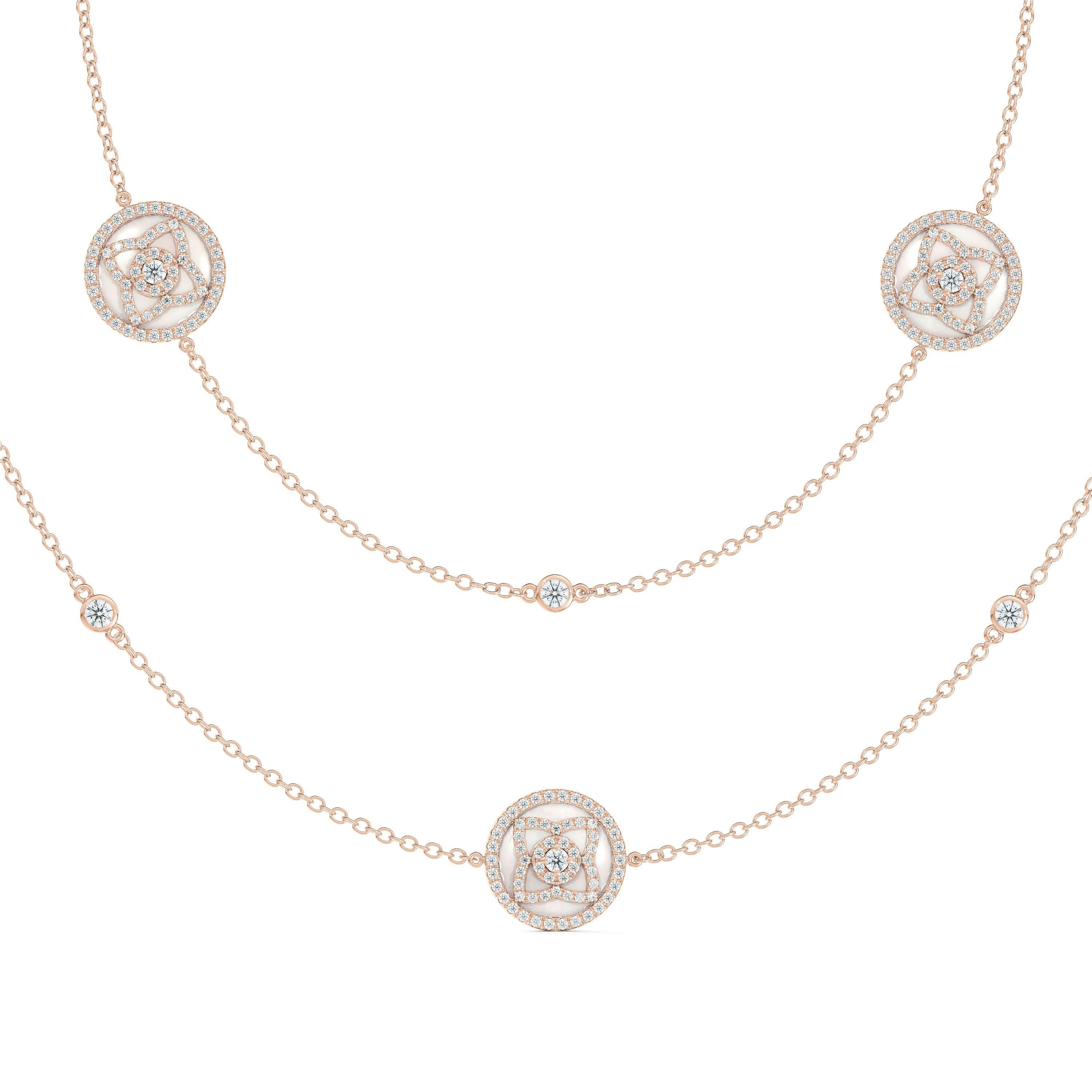 De Beers Enchanted Lotus 18-karat White Gold Diamond Necklace in Natural