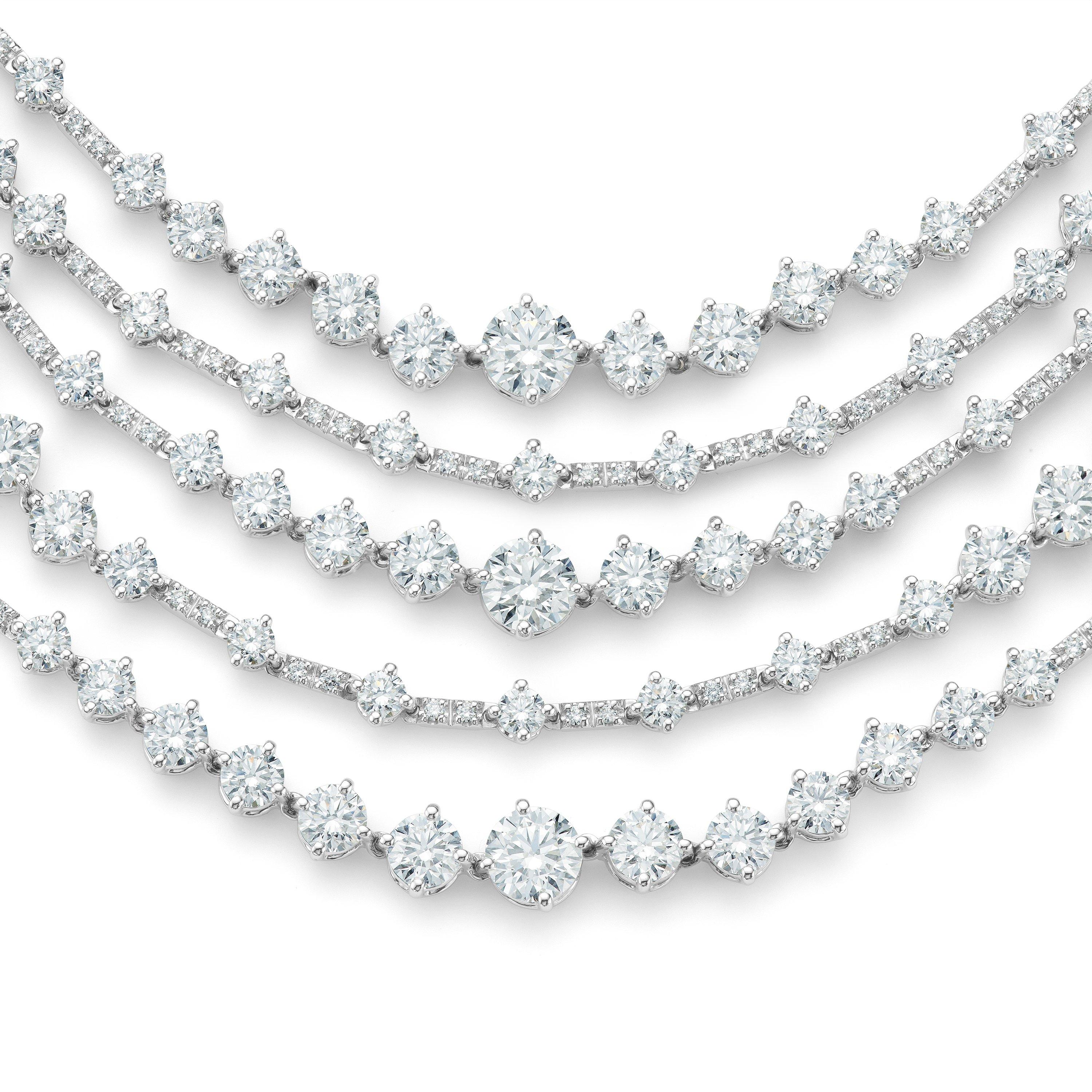 Arpeggia three line necklace in white gold