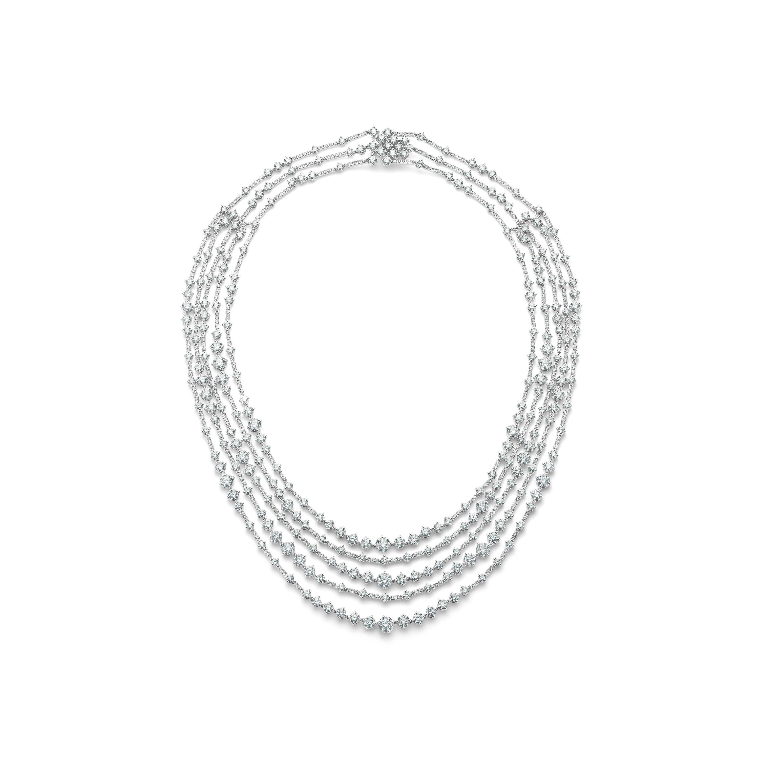 de Beers Jewellers 18kt White Gold Arpeggia One-line Diamond Necklace - Silver