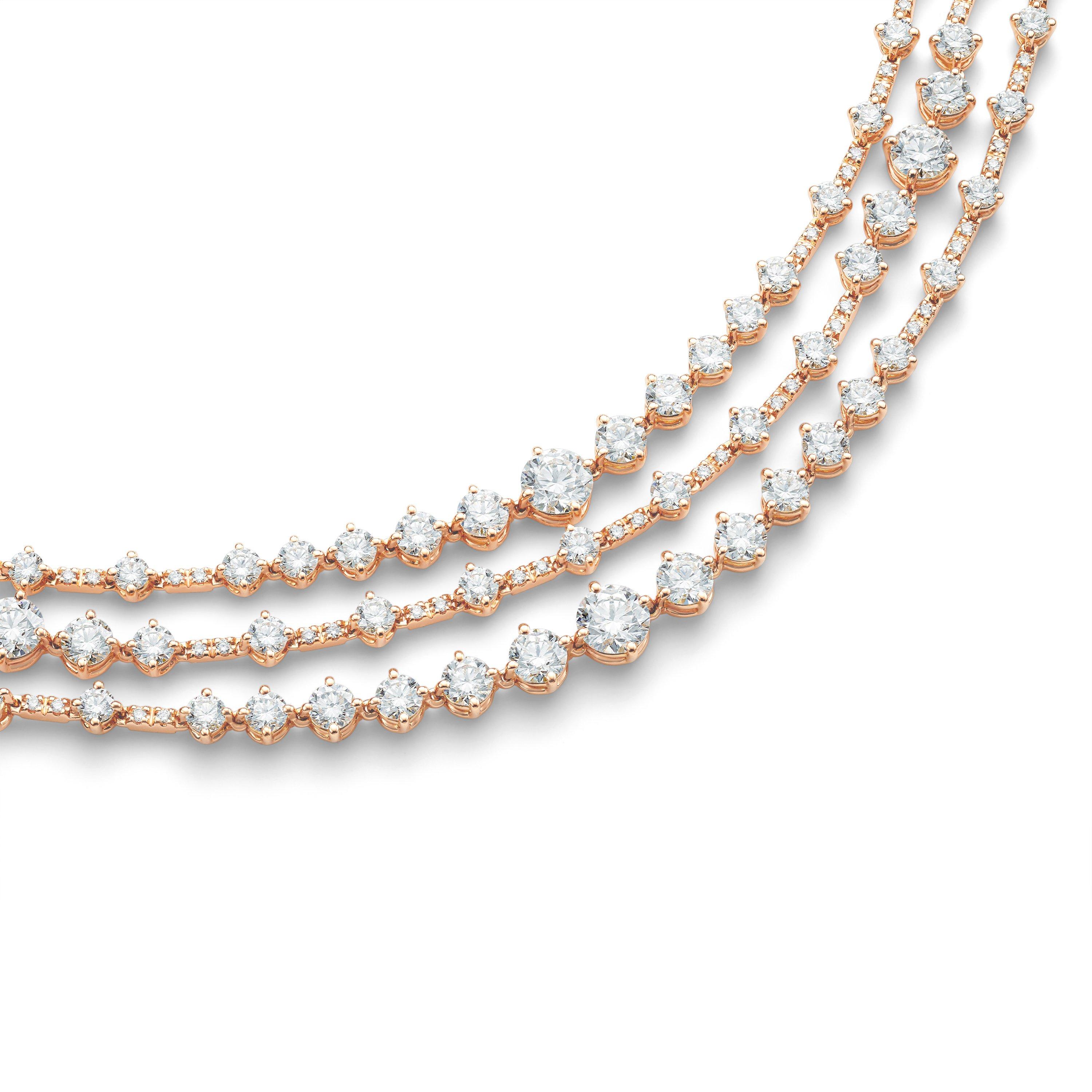 Arpeggia three line necklace in rose gold