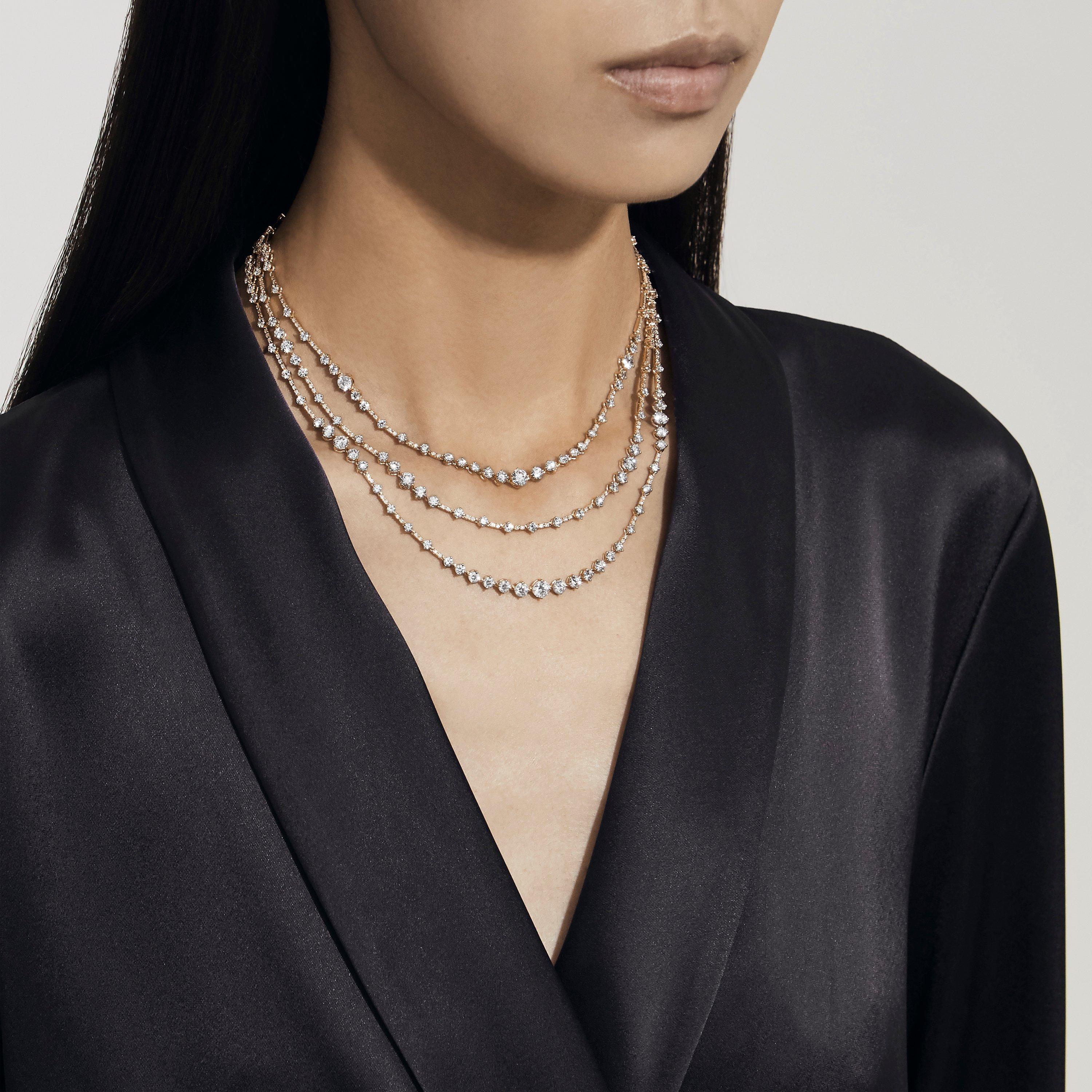 Arpeggia 玫瑰金三層鉆石項鏈, image 2