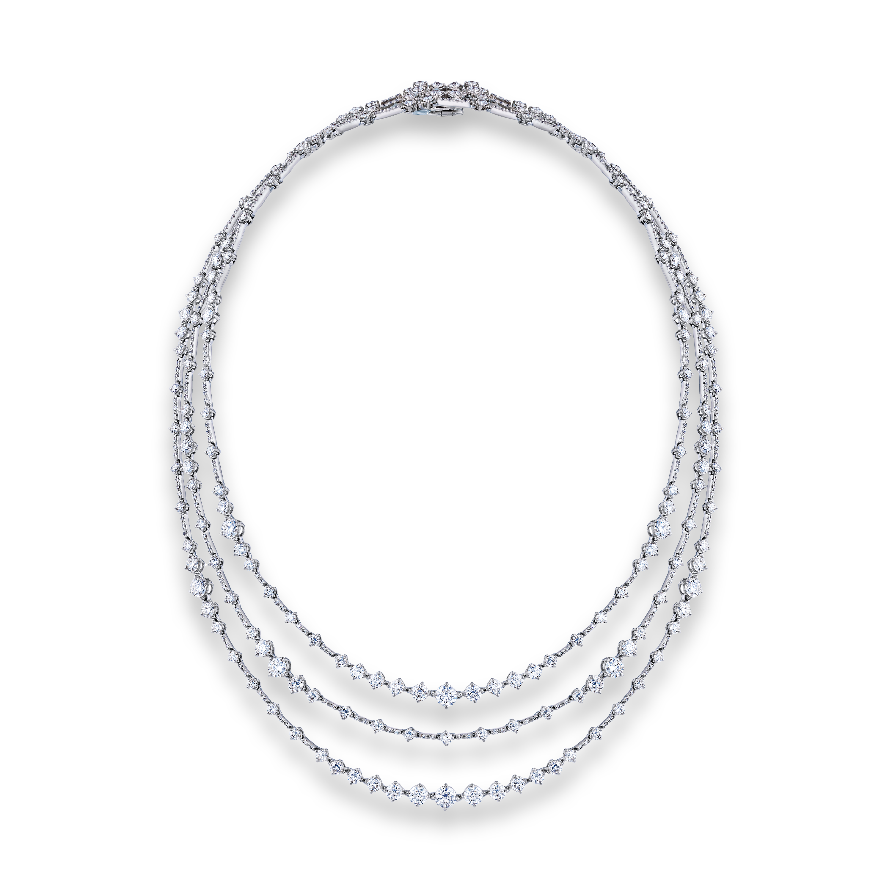Collier Arpeggia Trois Rangs en Or Blanc, image 1