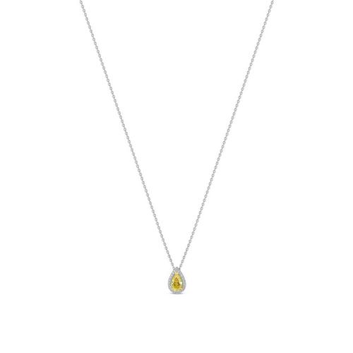 Debeers Aura Fancy Yellow Pear-shaped Diamond Pendant In Metallic