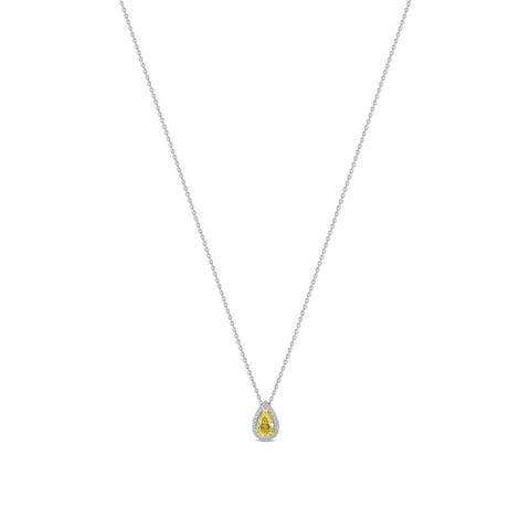 Aura fancy yellow pear-shaped diamond pendant