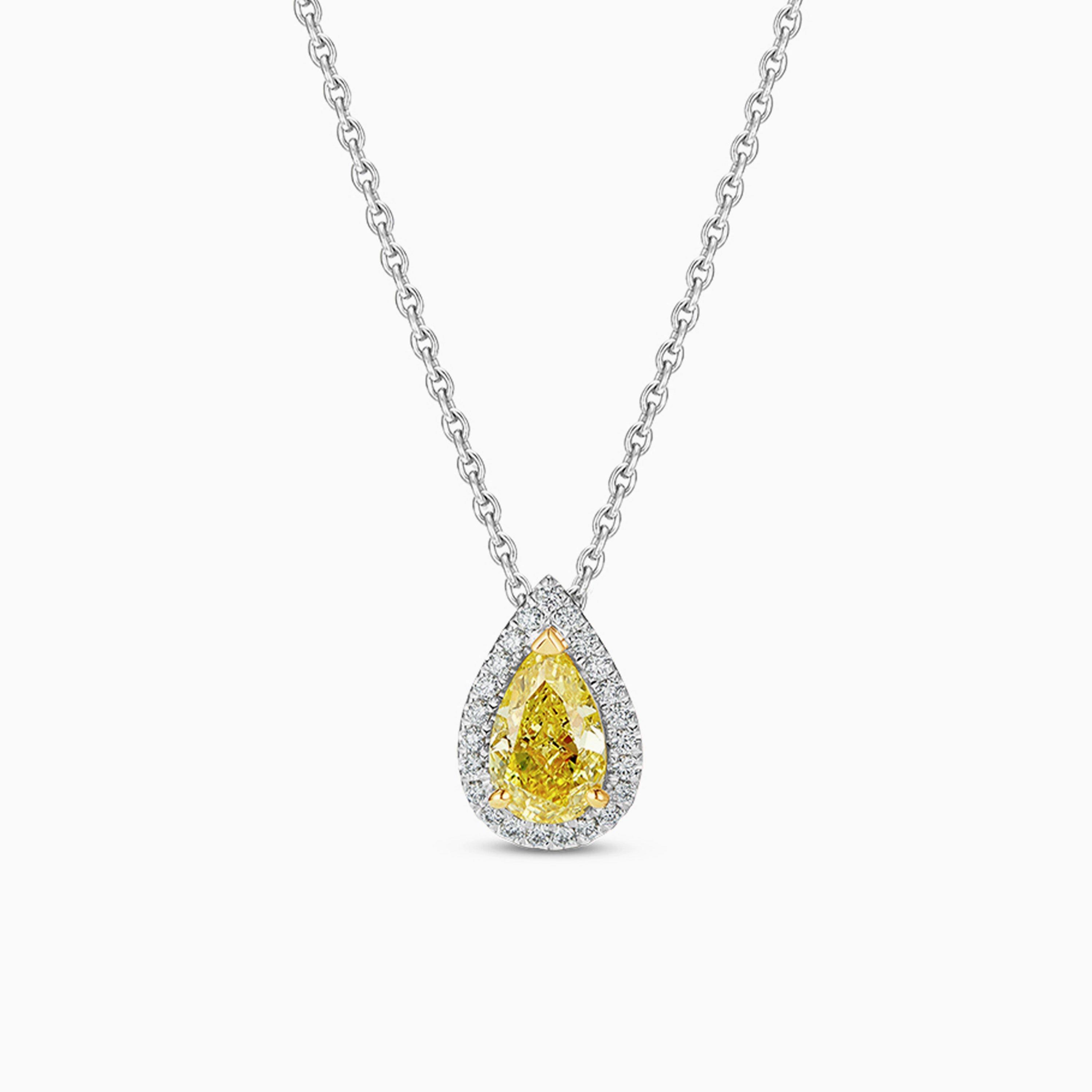 Aura Fancy Yellow Pear-Shaped Diamond Pendant, image 1