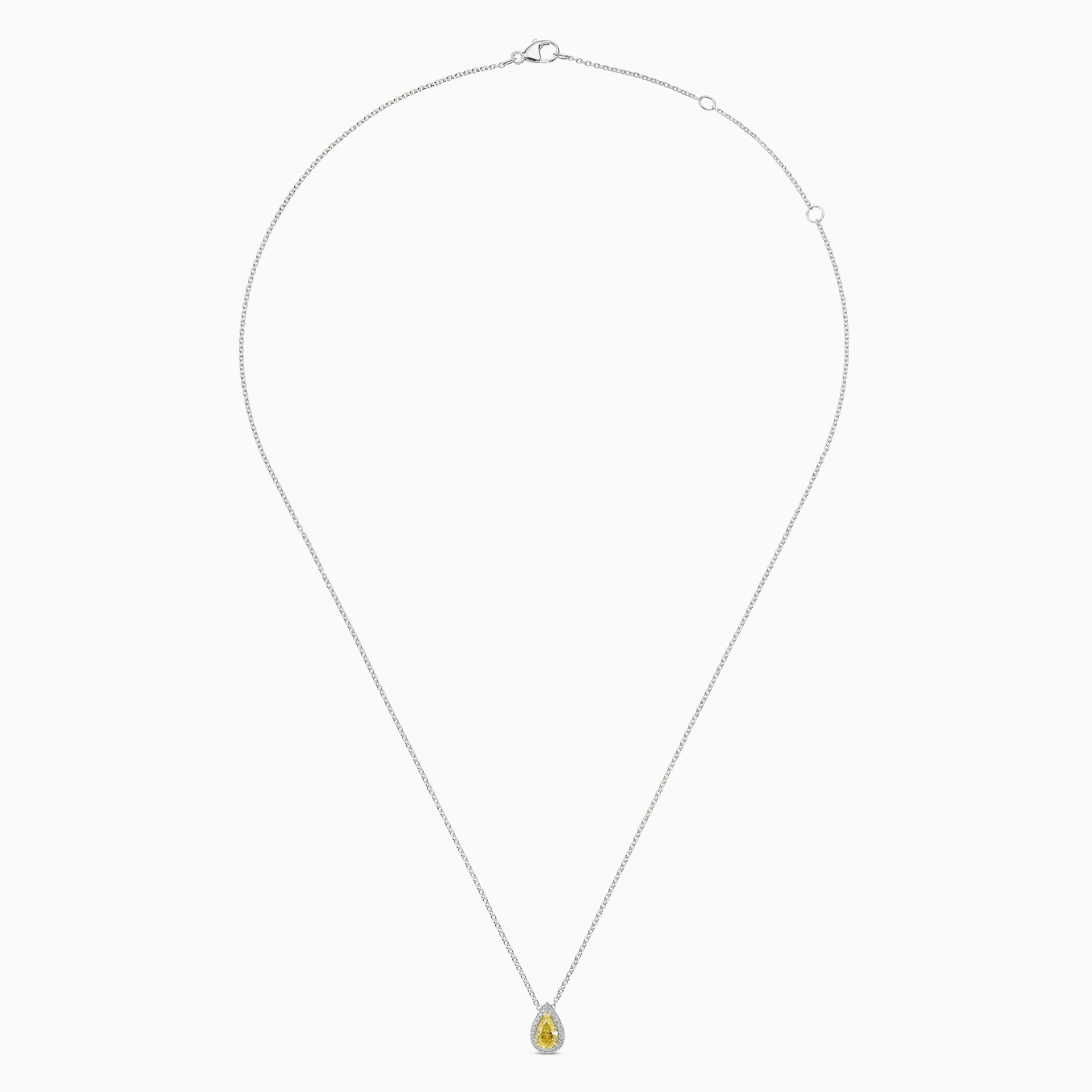 Aura Fancy Yellow Pear-Shaped Diamond Pendant, image 2