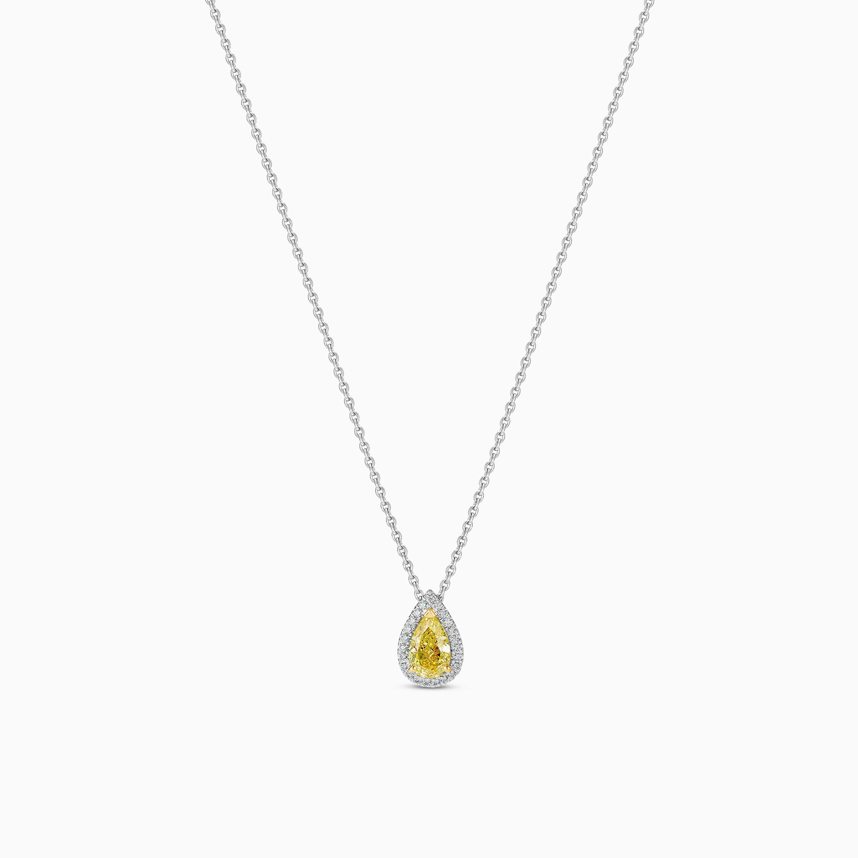 Aura Fancy Yellow Pear-Shaped Diamond Pendant, image 2