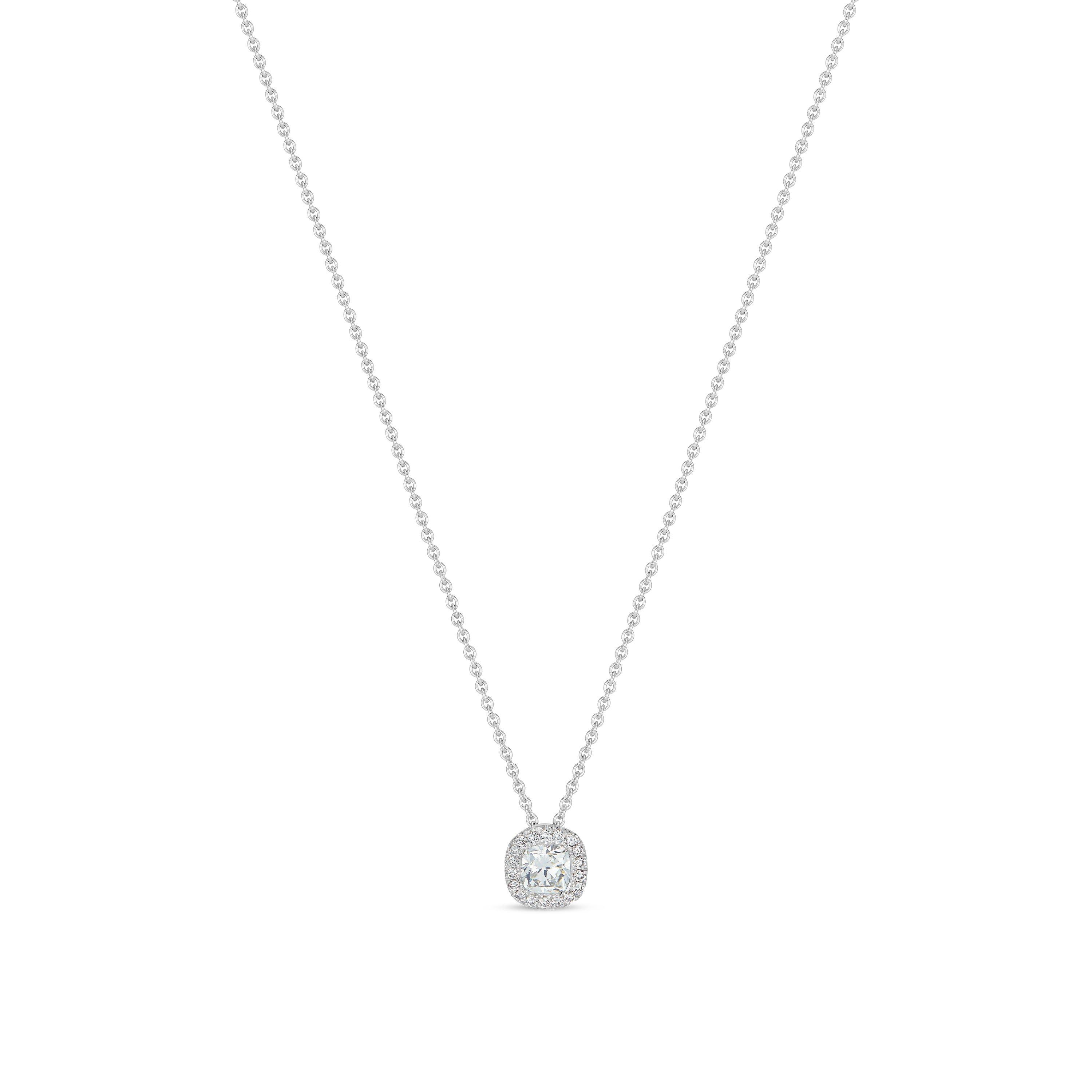 Debeers Aura Cushion-cut Diamond Pendant In White
