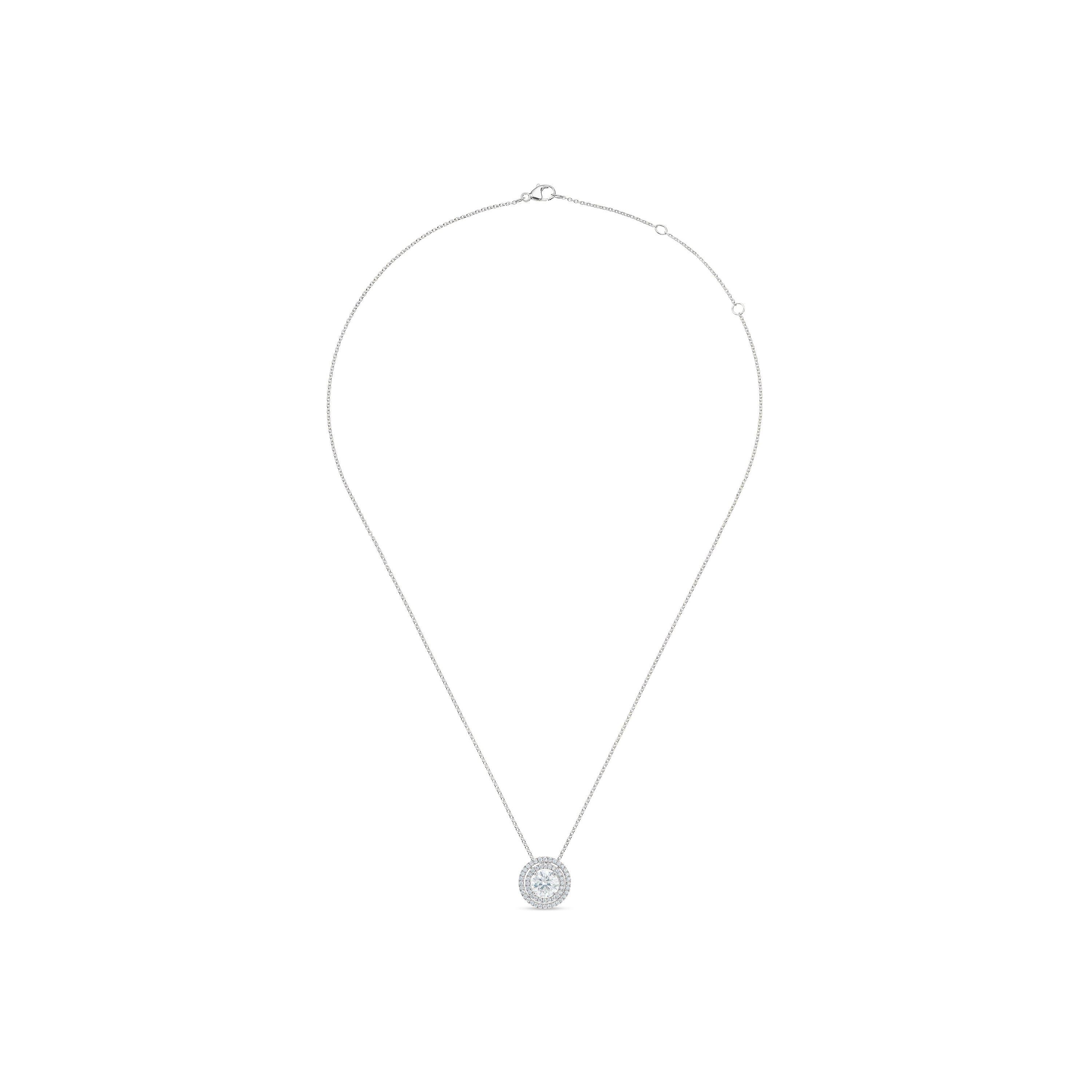 Aura Double Halo 圓形明亮式切割鉆石項鏈, image 3