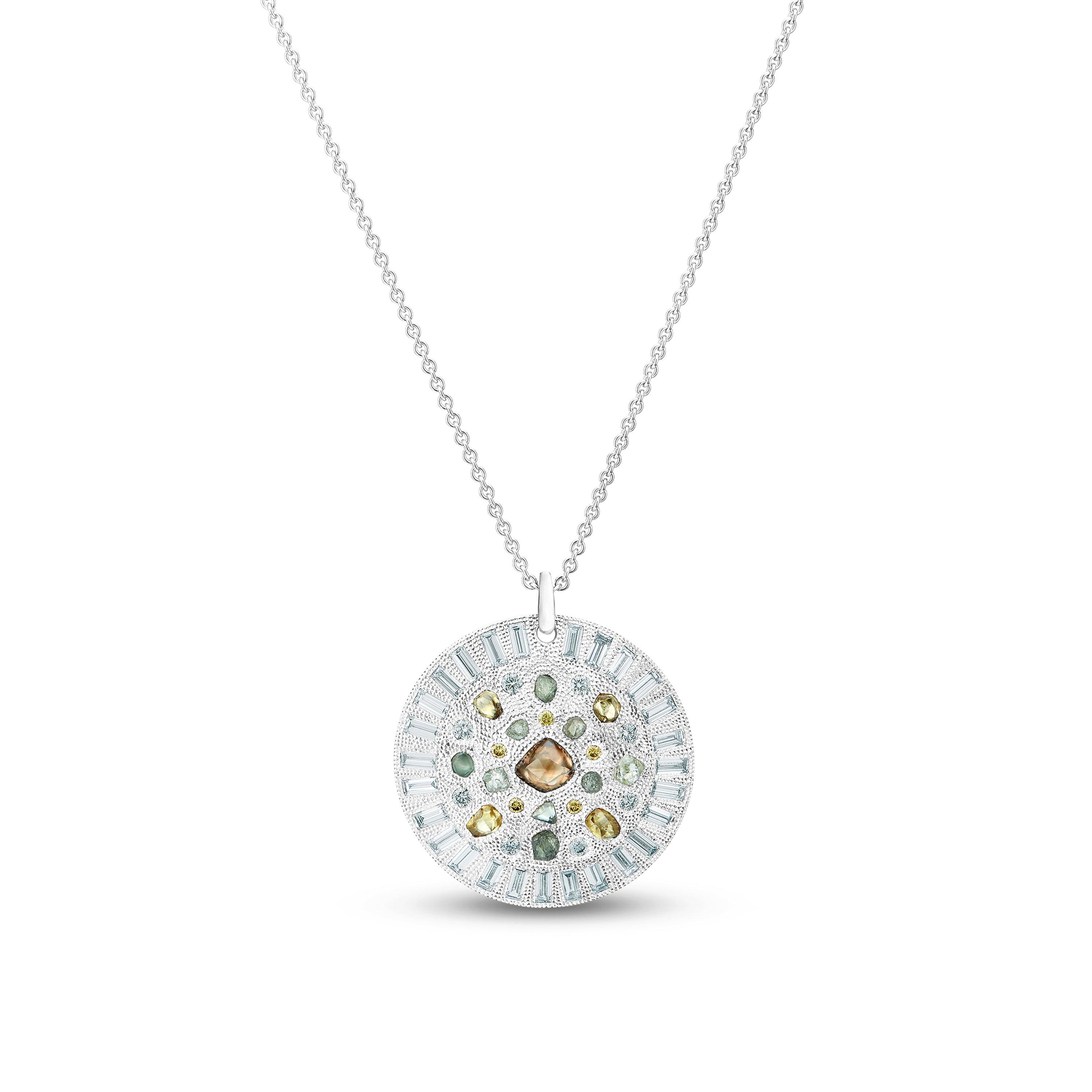 De Beers 18kt White Gold Talisman Large Medal Diamond Pendant Necklace In  Metallic