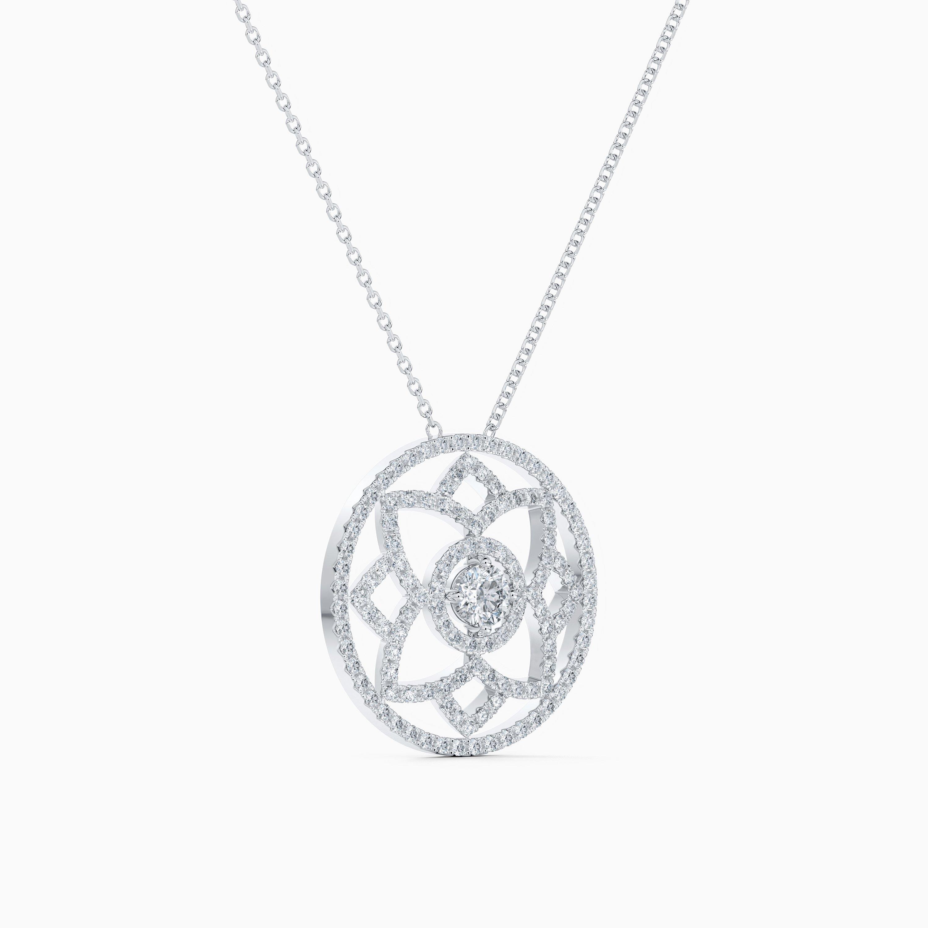 Enchanted Lotus Medal 白金鉆石項鏈, image 4
