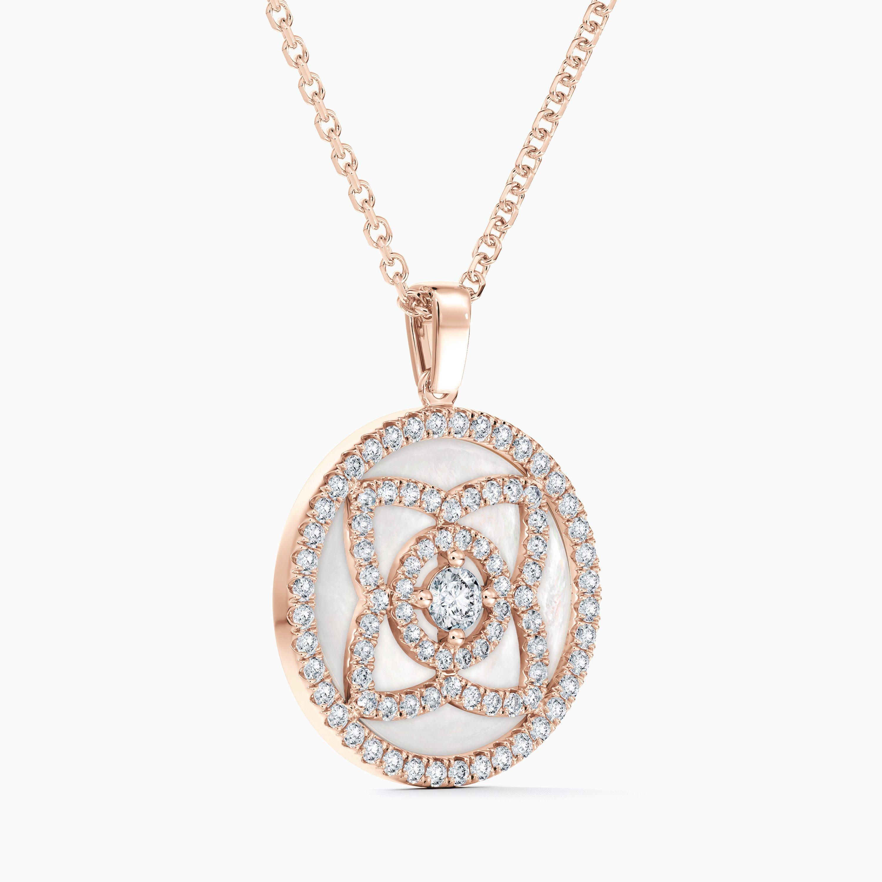 Enchanted Lotus Pendant in Rose Gold and Mother-of-Pearl, image 2