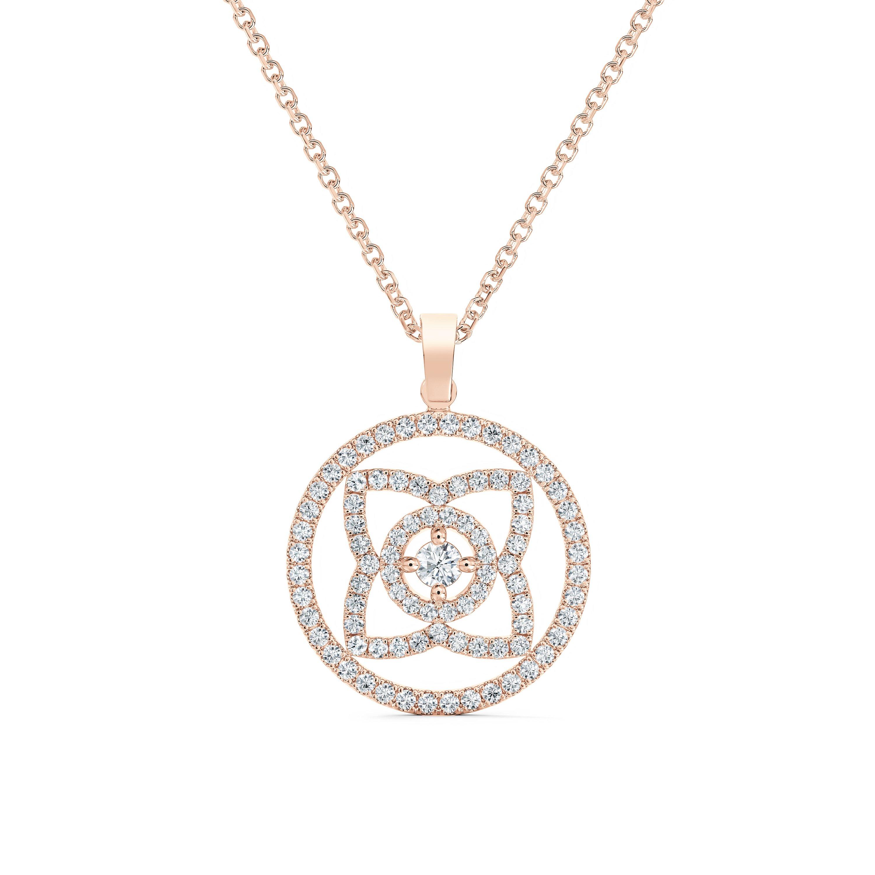 Enchanted Lotus Medal Pendant in Rose Gold, image 1