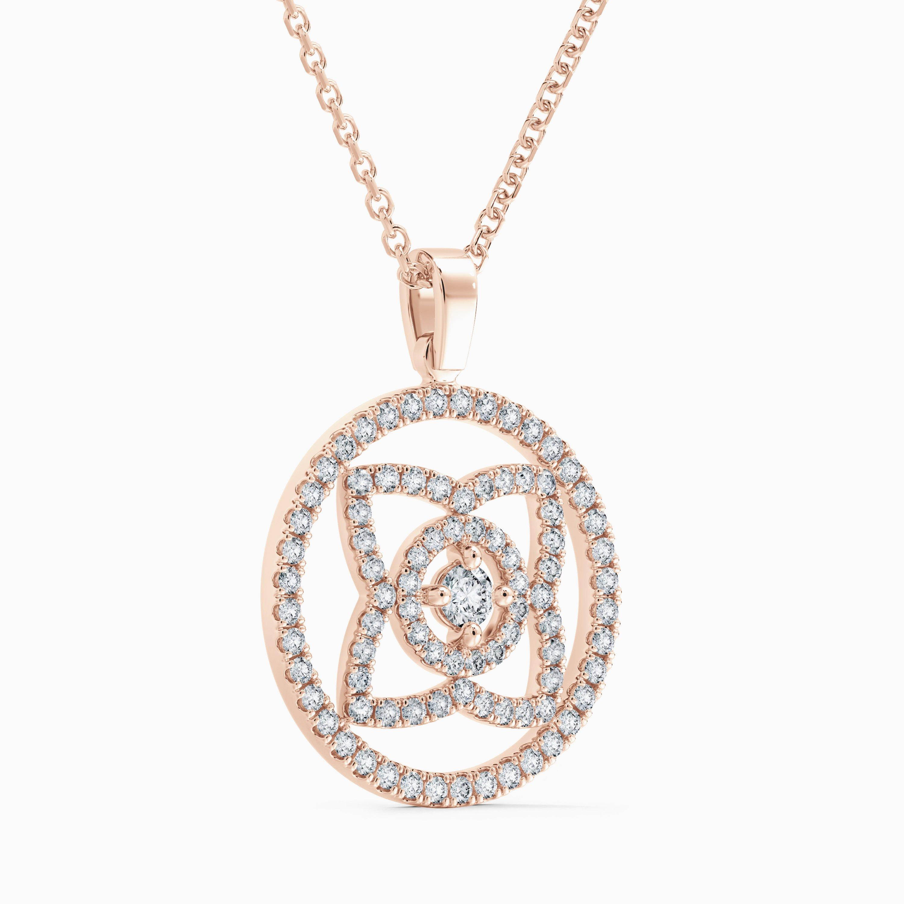 Enchanted Lotus Medal 玫瑰金钻石项链, image 2