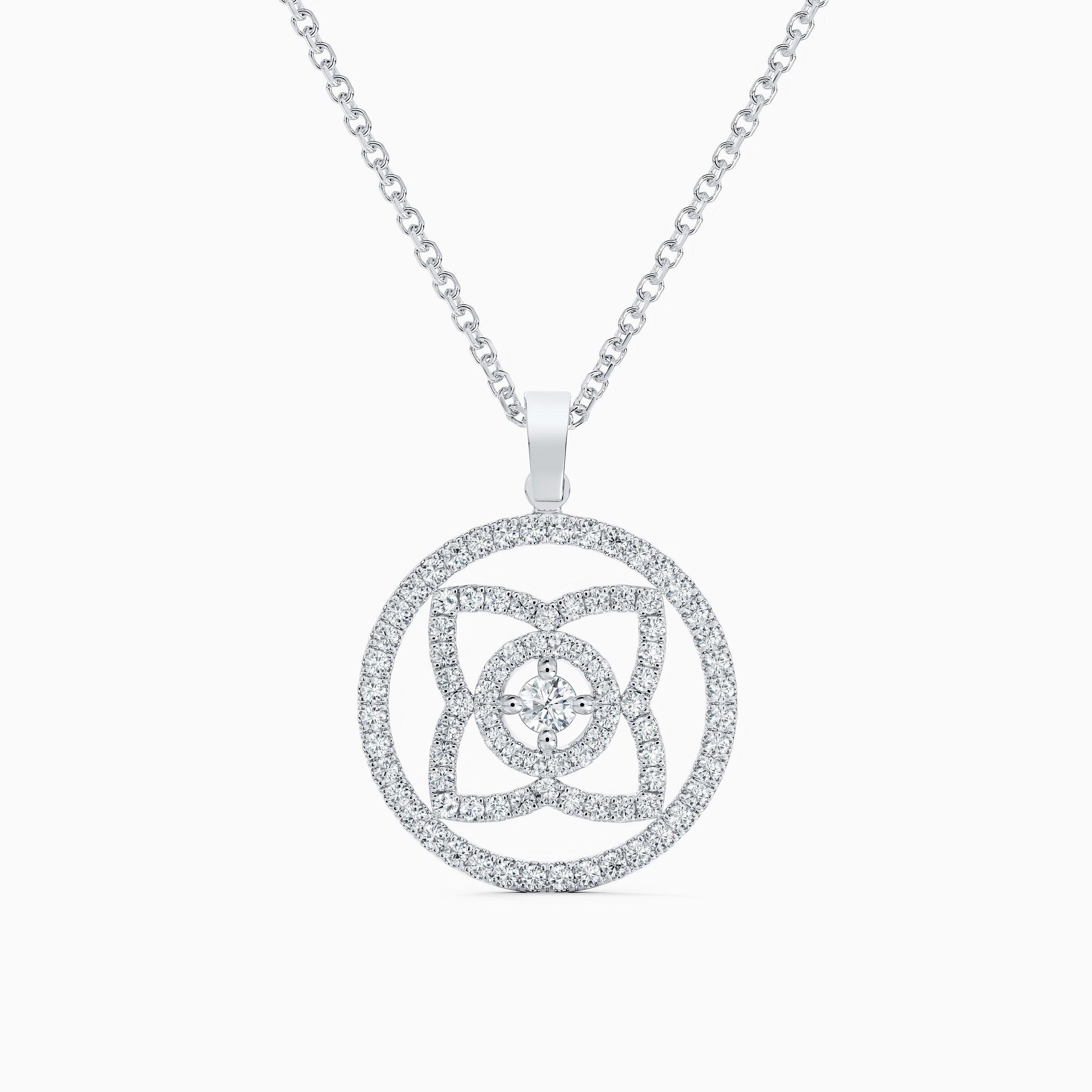 Enchanted Lotus Medal Pendant in White Gold, image 1