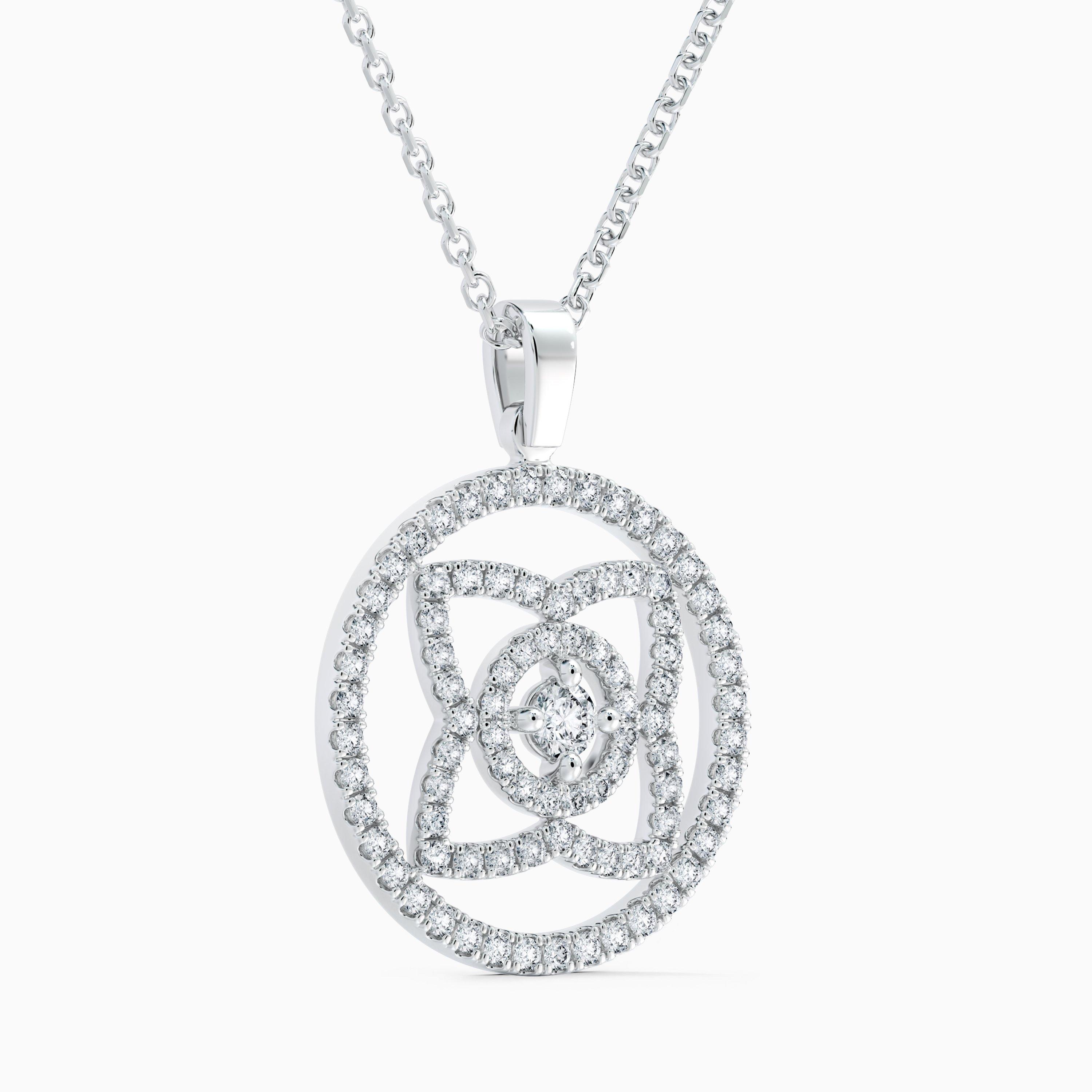 Enchanted Lotus Medal Pendant in White Gold, image 2