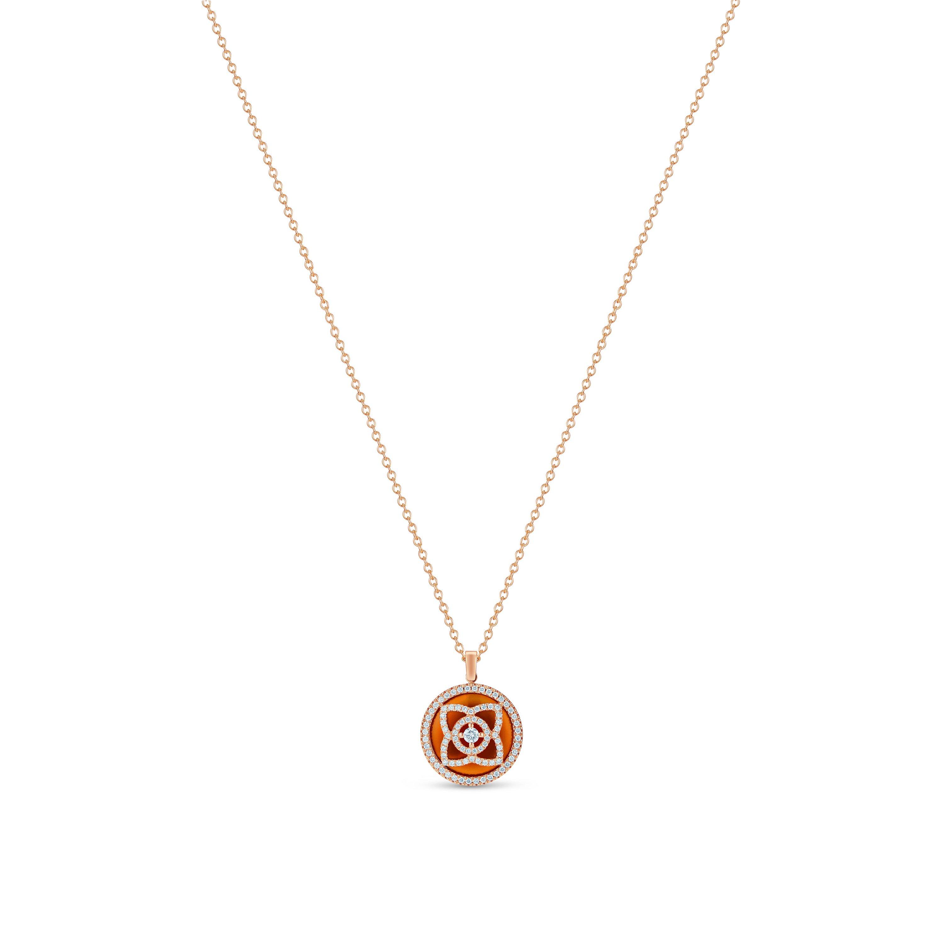 Enchanted Lotus pendant in rose gold and red enamel