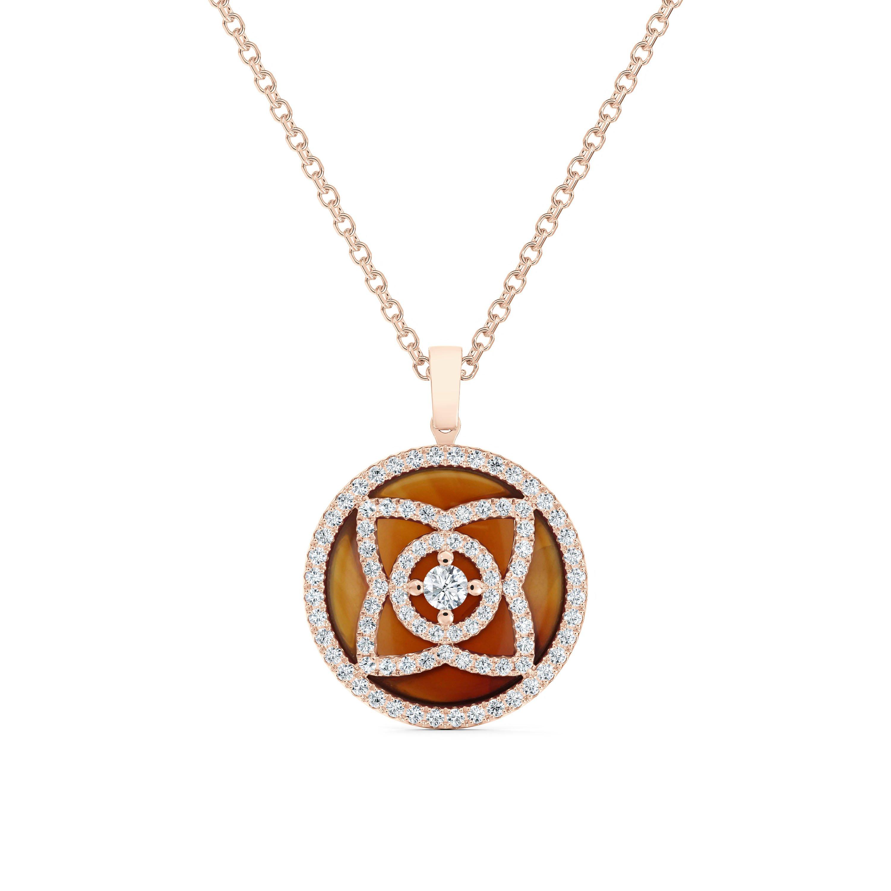 Enchanted Lotus pendant in rose gold and red enamel