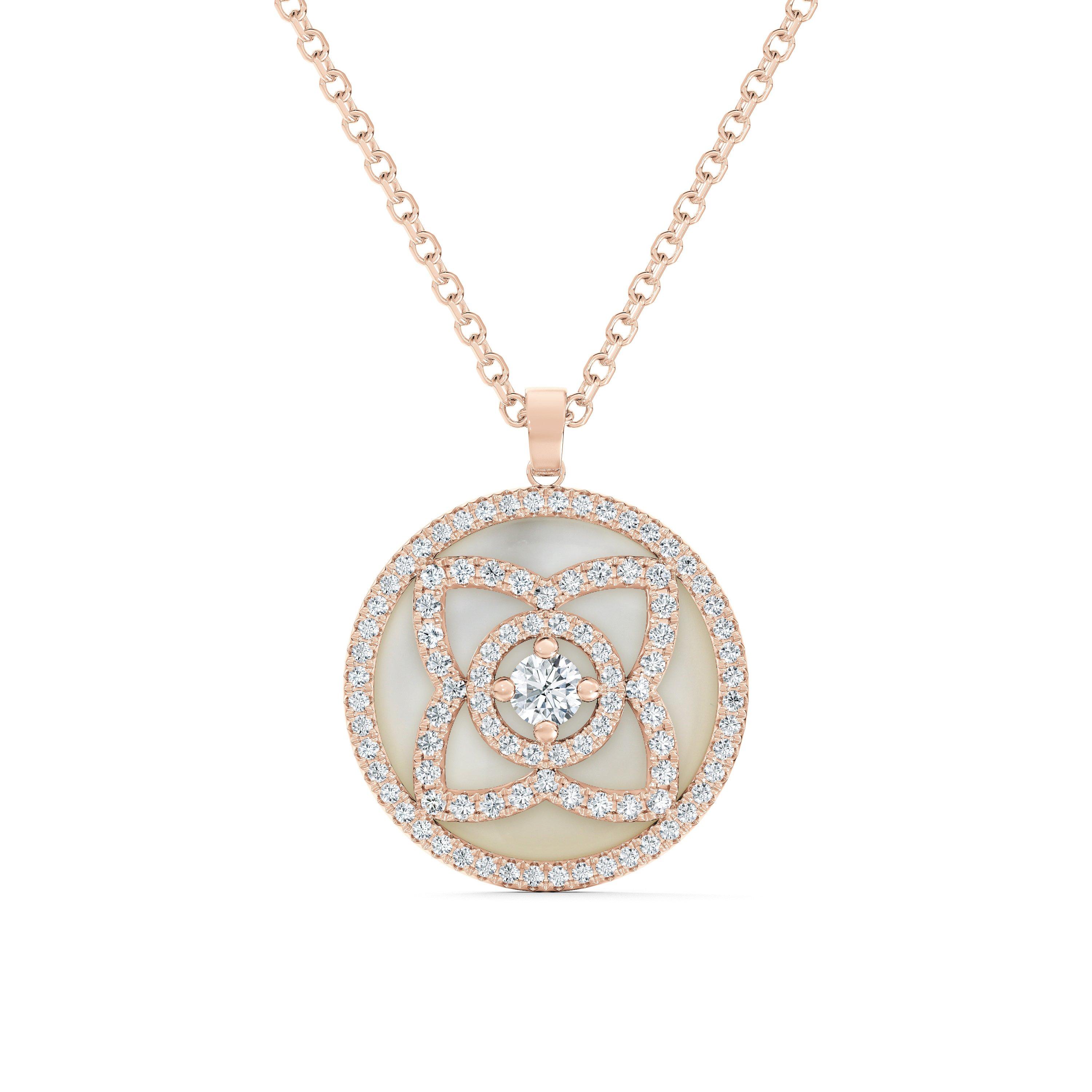 Enchanted Lotus Pendant in Rose Gold and Mother-of-Pearl