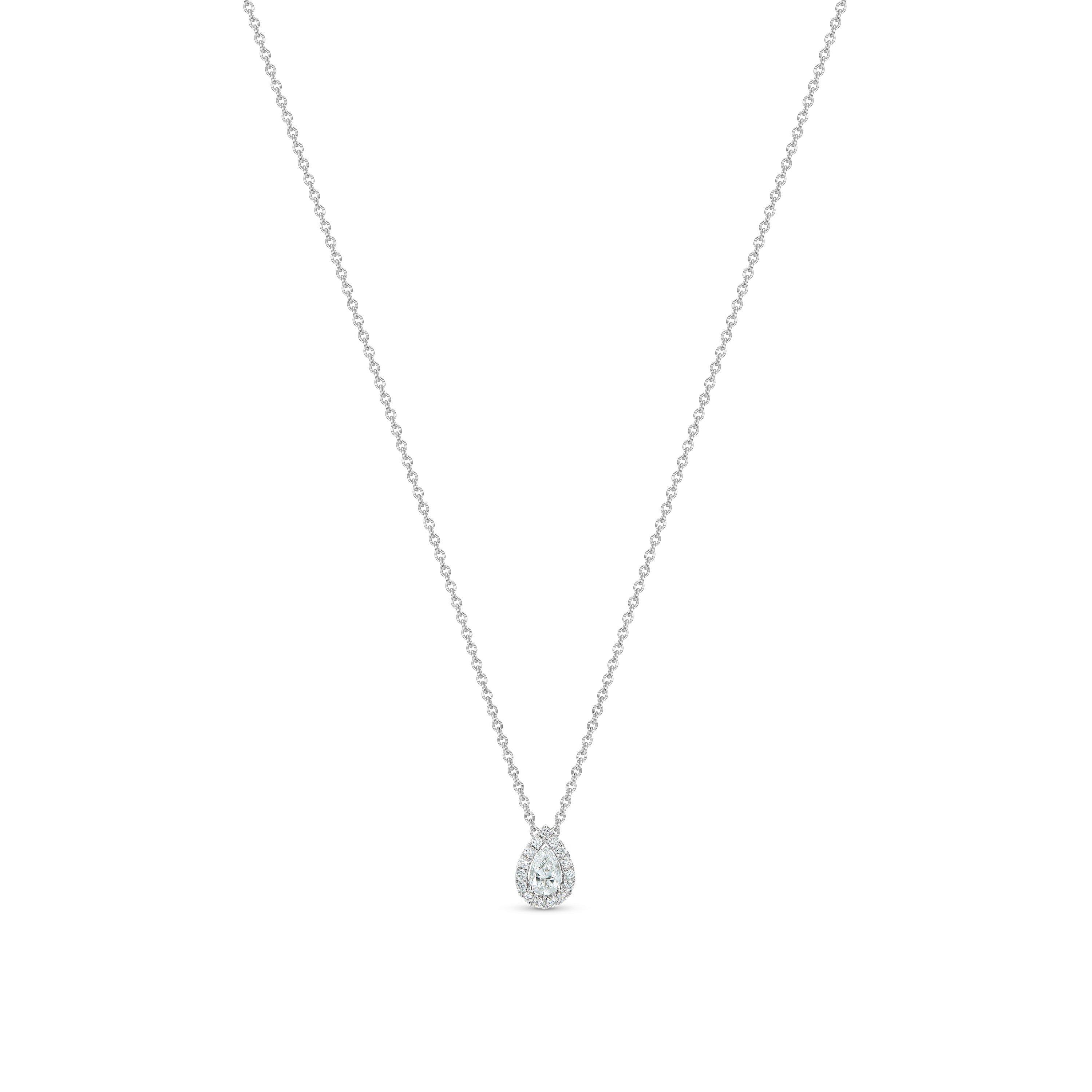 de Beers Jewellers 18kt White Gold My First de Beers Aura Pear-Shaped Diamond Pendant Necklace