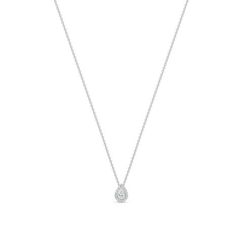 Aura 白金0.2克拉梨形鑽石吊墜項鍊 (45cm)