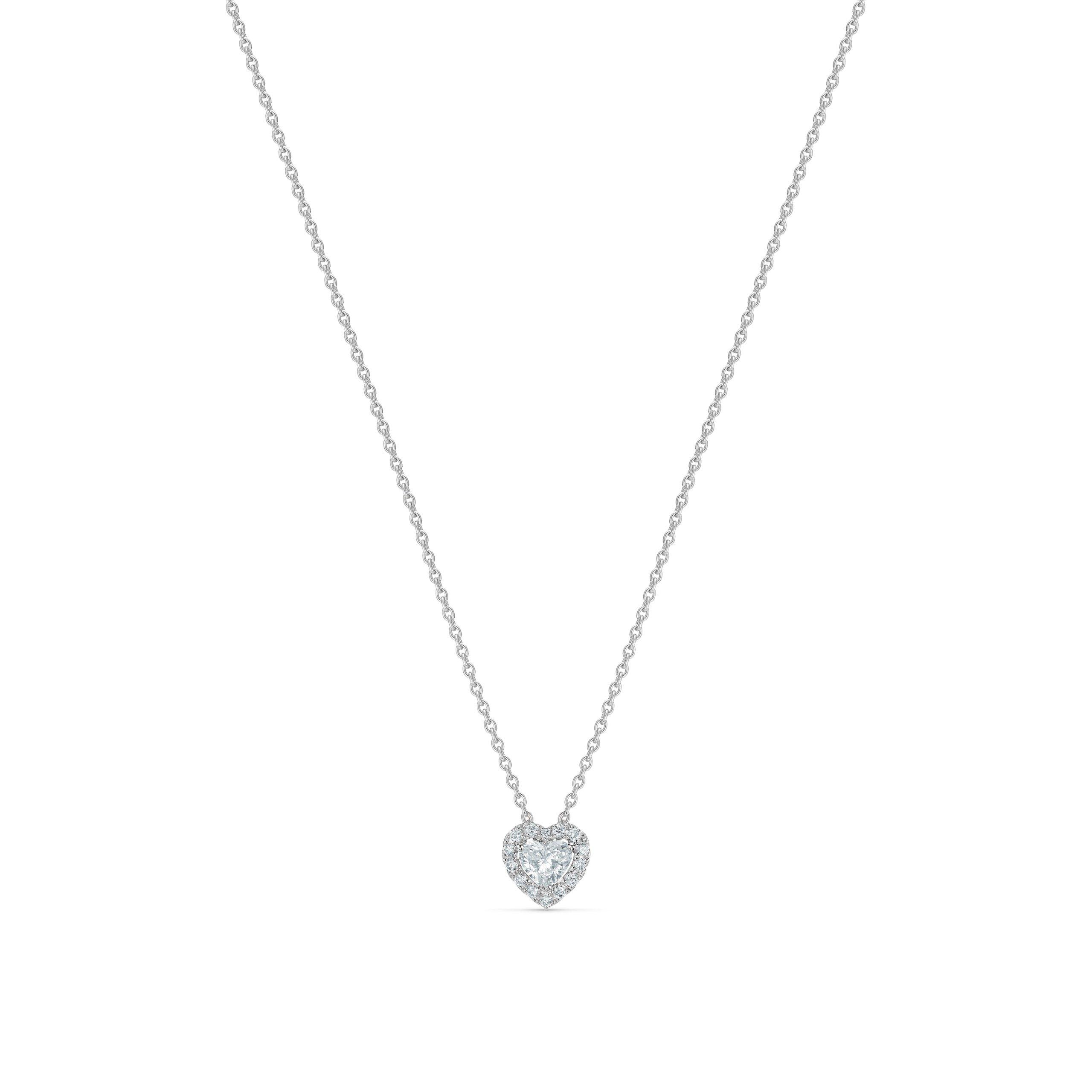 Aura heart-shaped diamond pendant in white gold