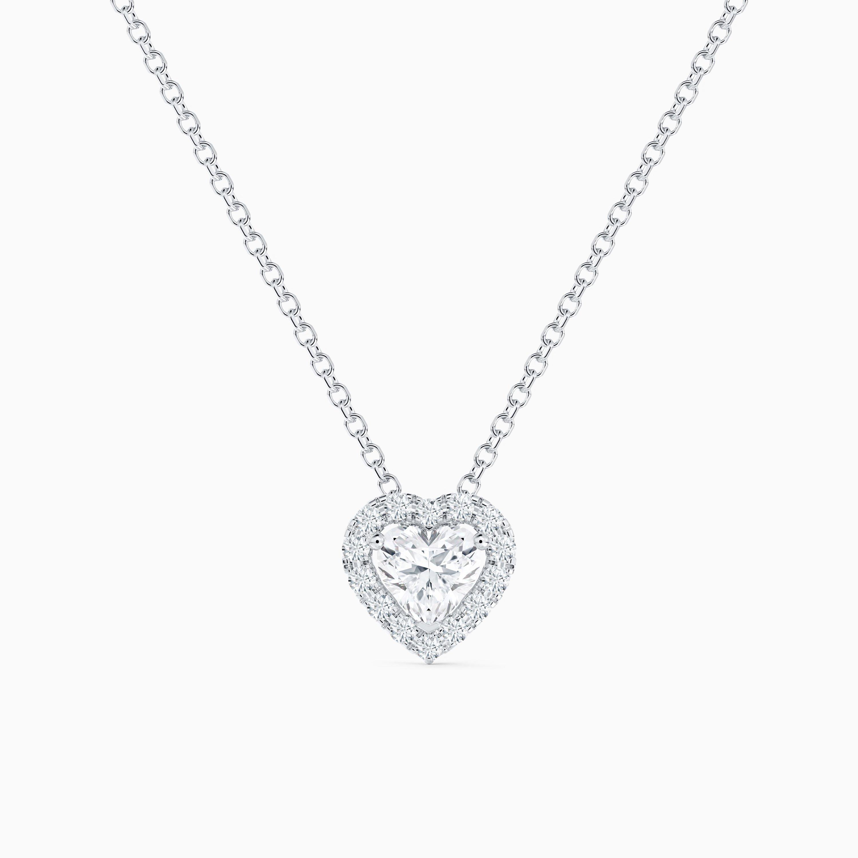 Aura Heart-Shaped Diamond Pendant in White Gold, image 1