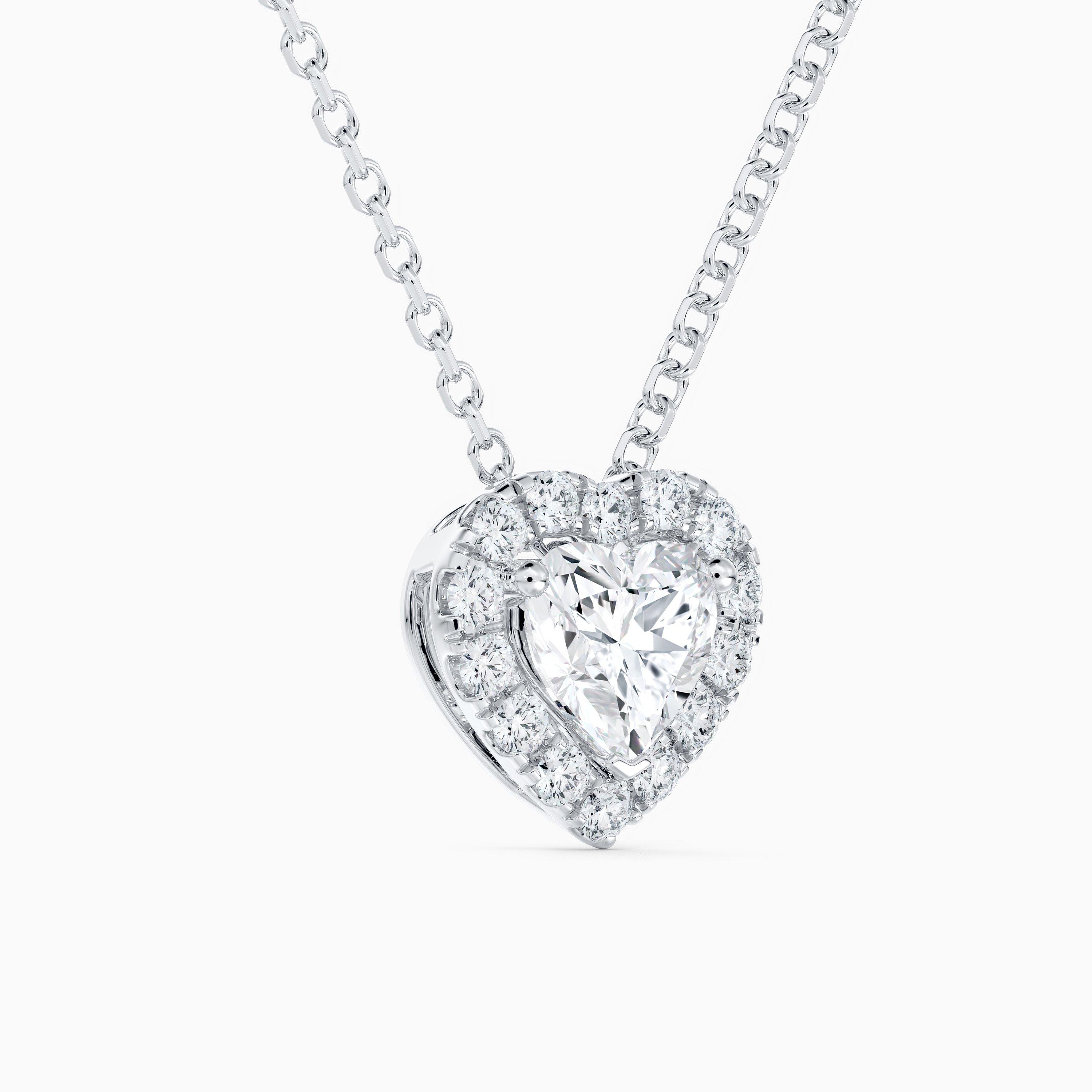 Aura Heart-Shaped Diamond Pendant in White Gold, image 2