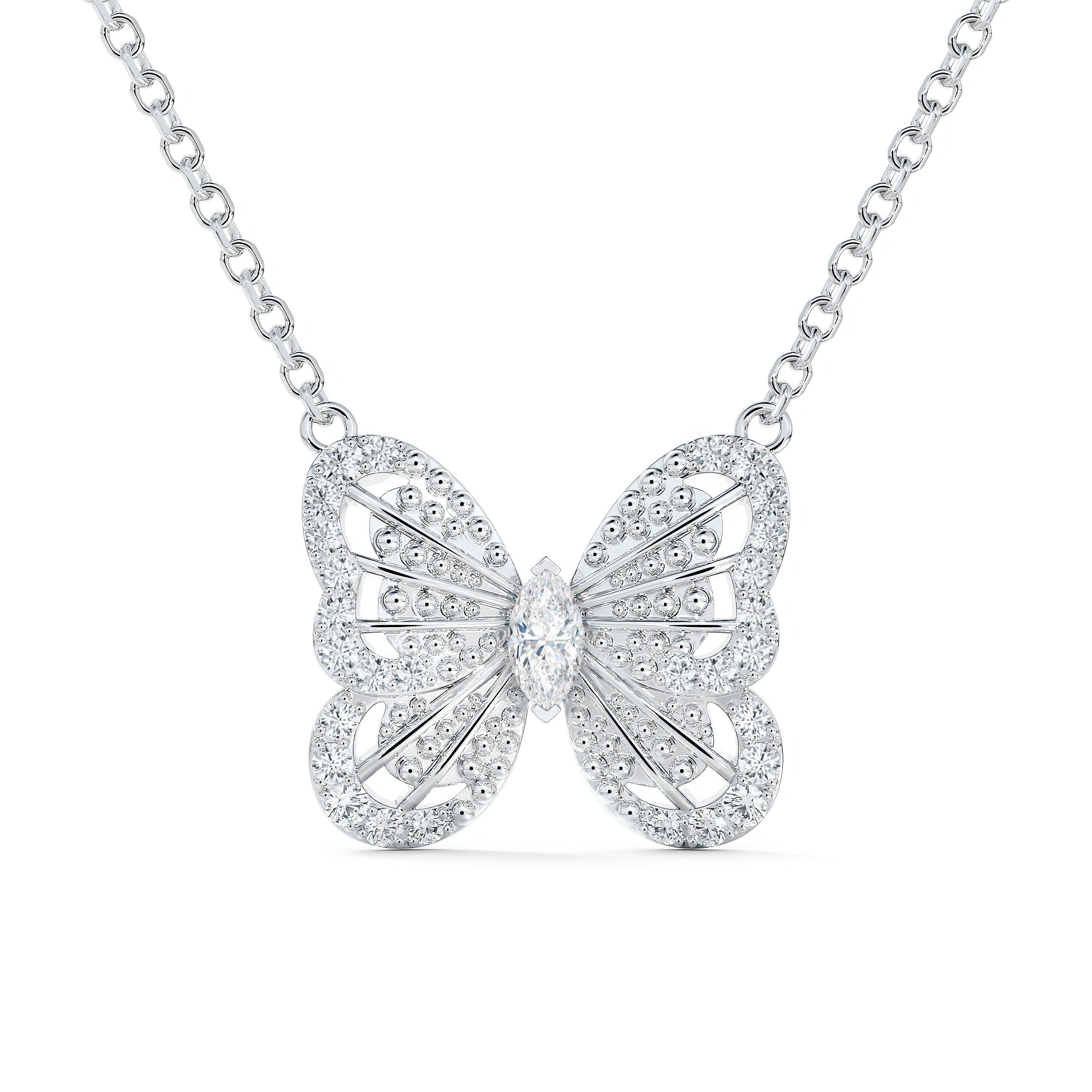 Butterfly Pendant in White Gold